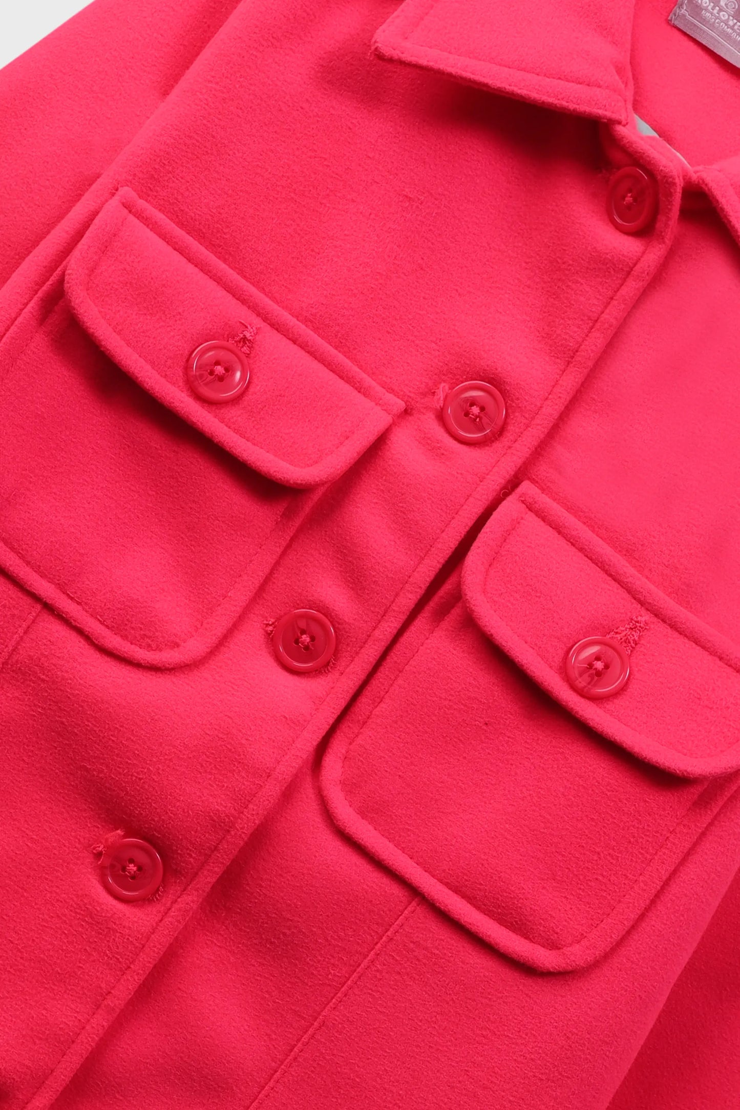 Girls Bold Coral Felt Coat