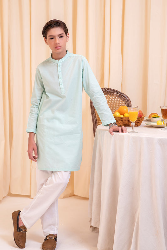 Boys Ice Blue Cotton Kurta