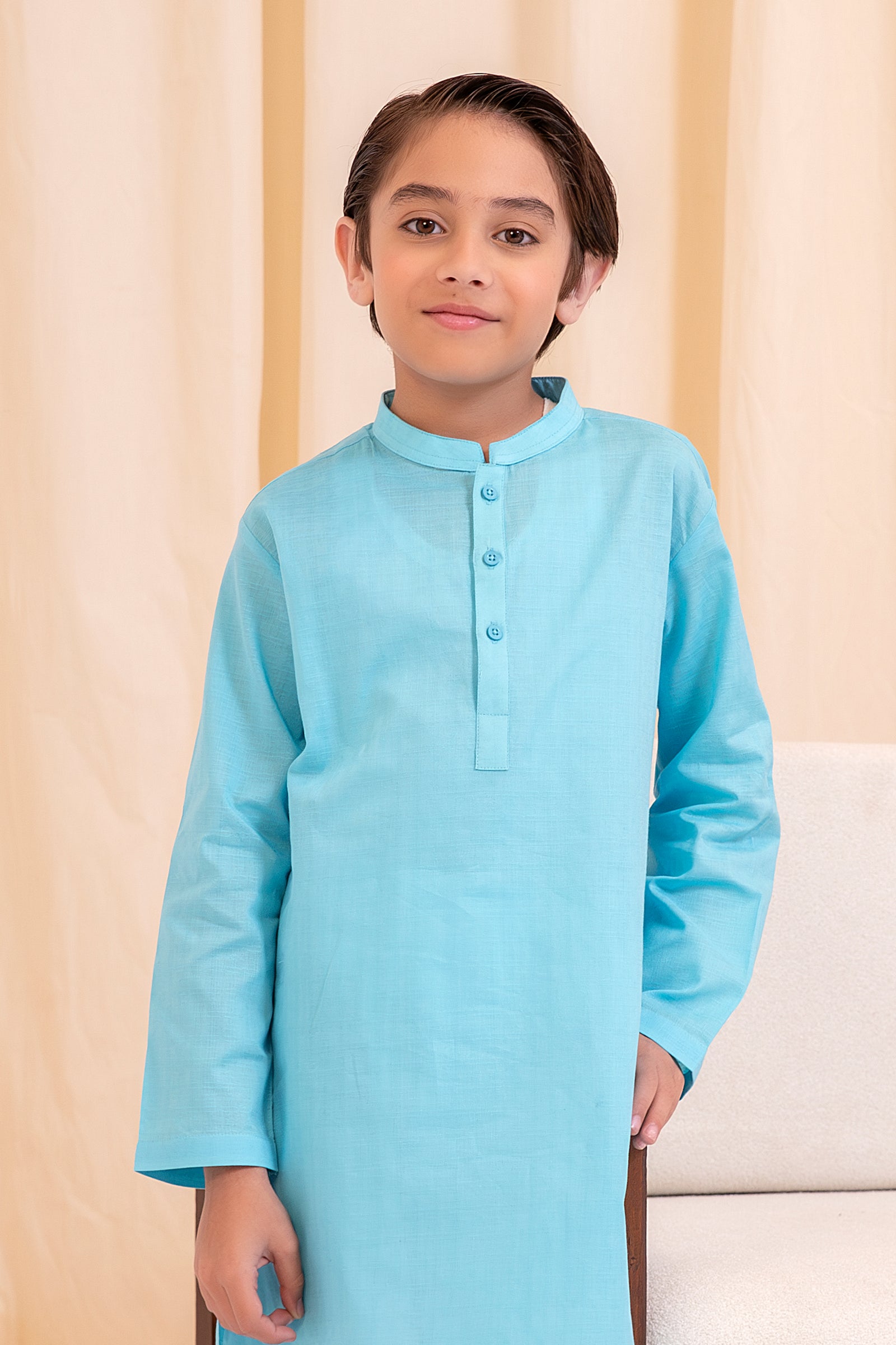 Boys Sky Cotton Kurta