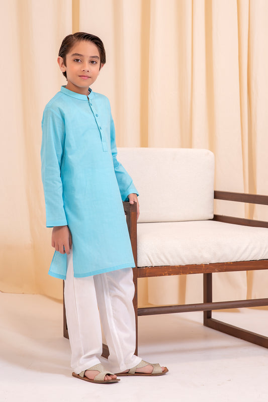 Boys Sky Cotton Kurta