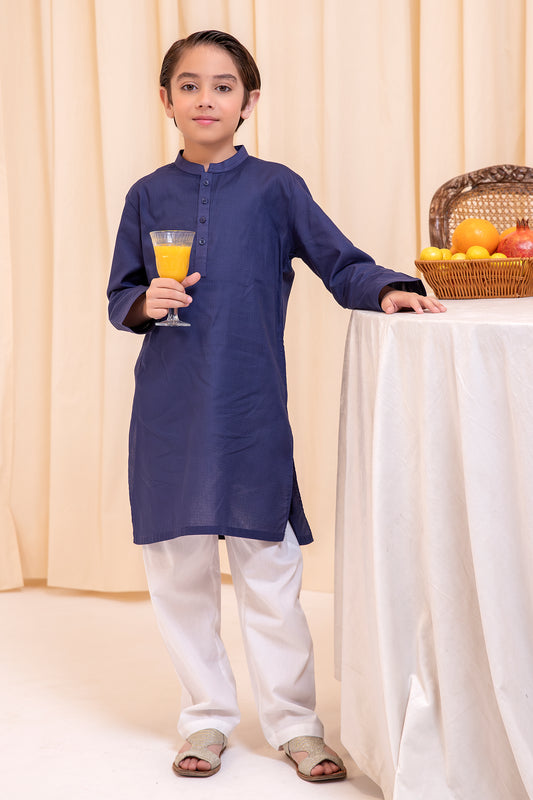 Boys Navy Cotton Kurta