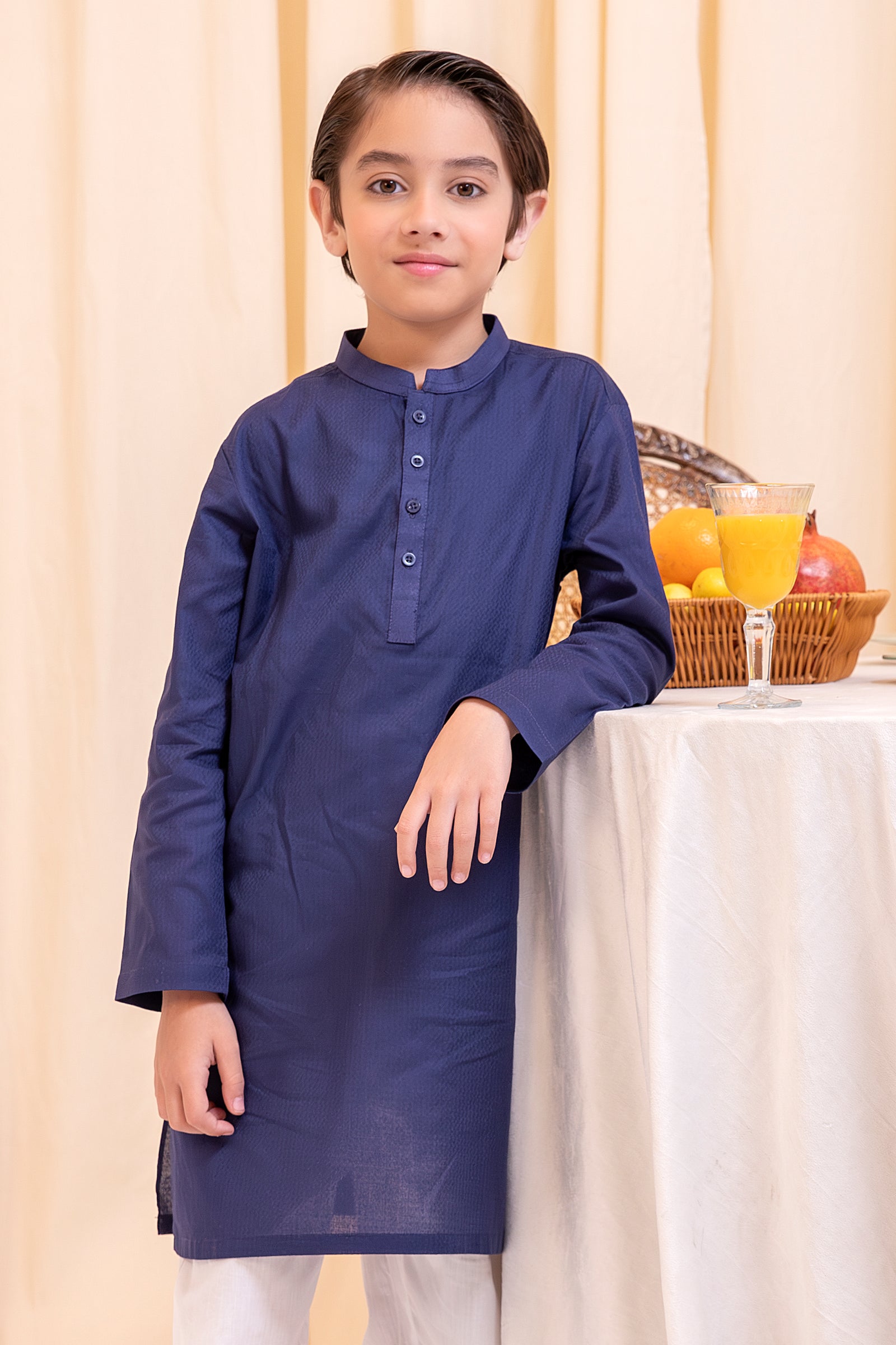 Boys Navy Cotton Kurta