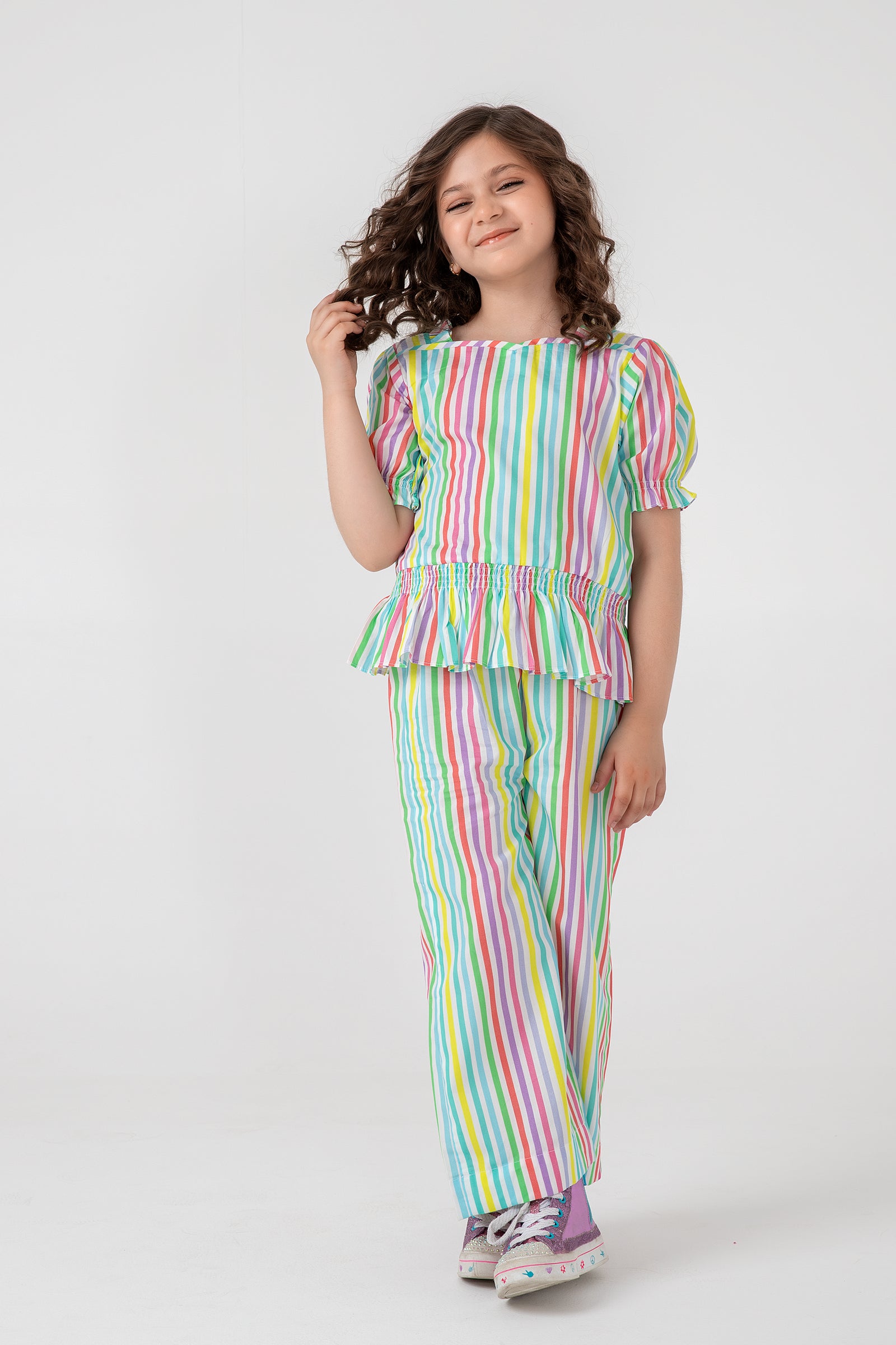 Rainbow Striped Cotton Co-Ord Set