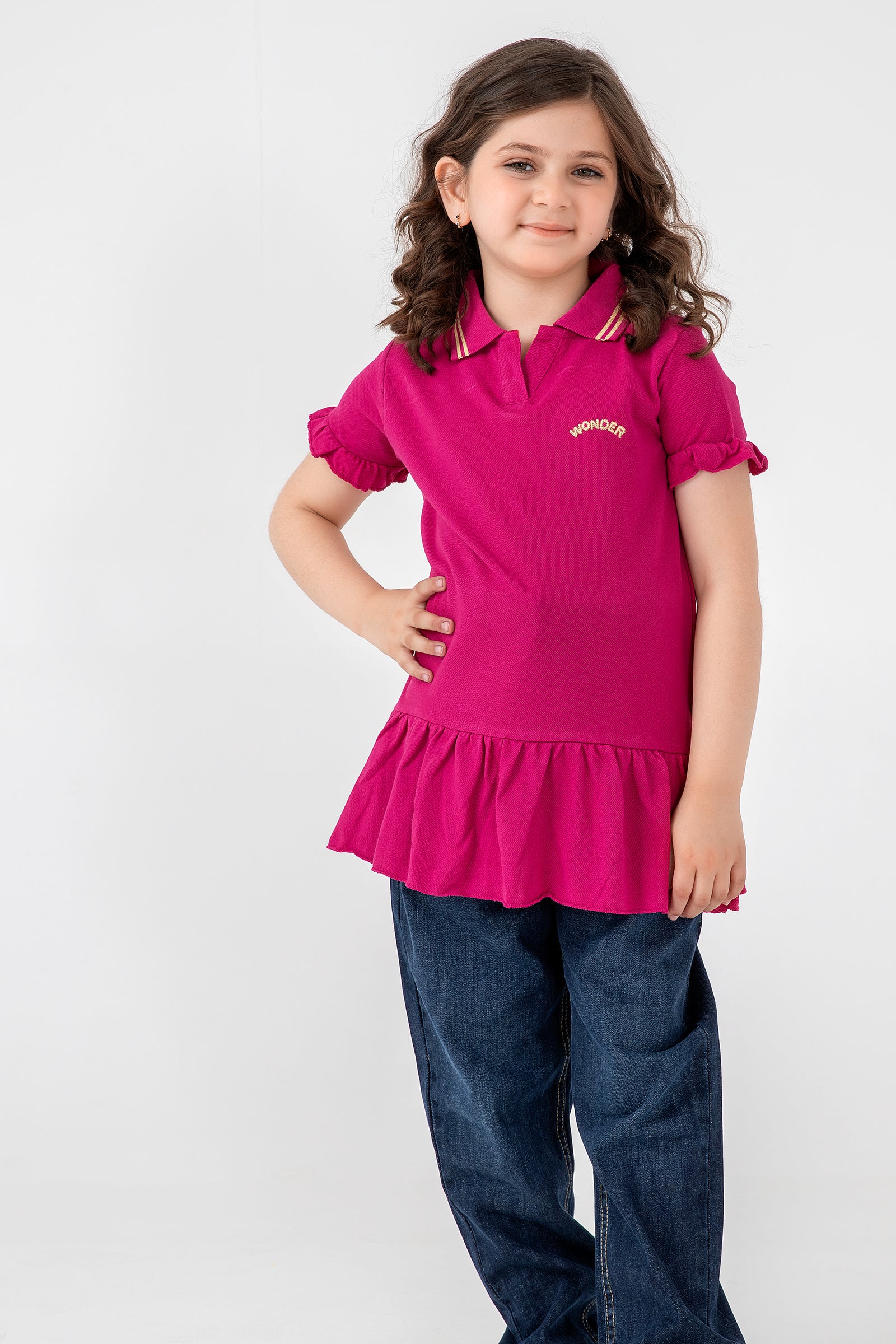 Girls Fuchsia Polo Frock