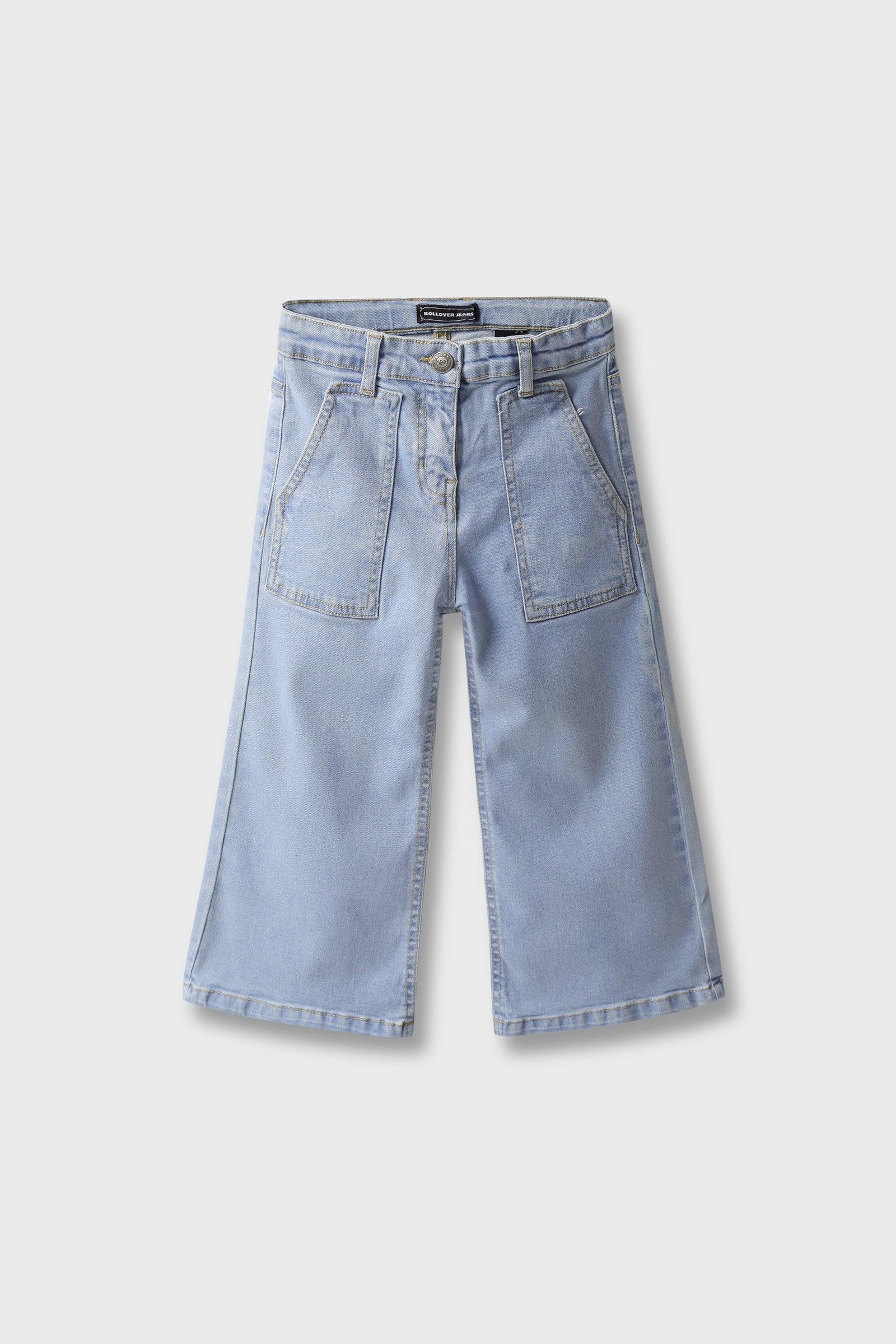 Girls Blue Wide-Leg Jeans