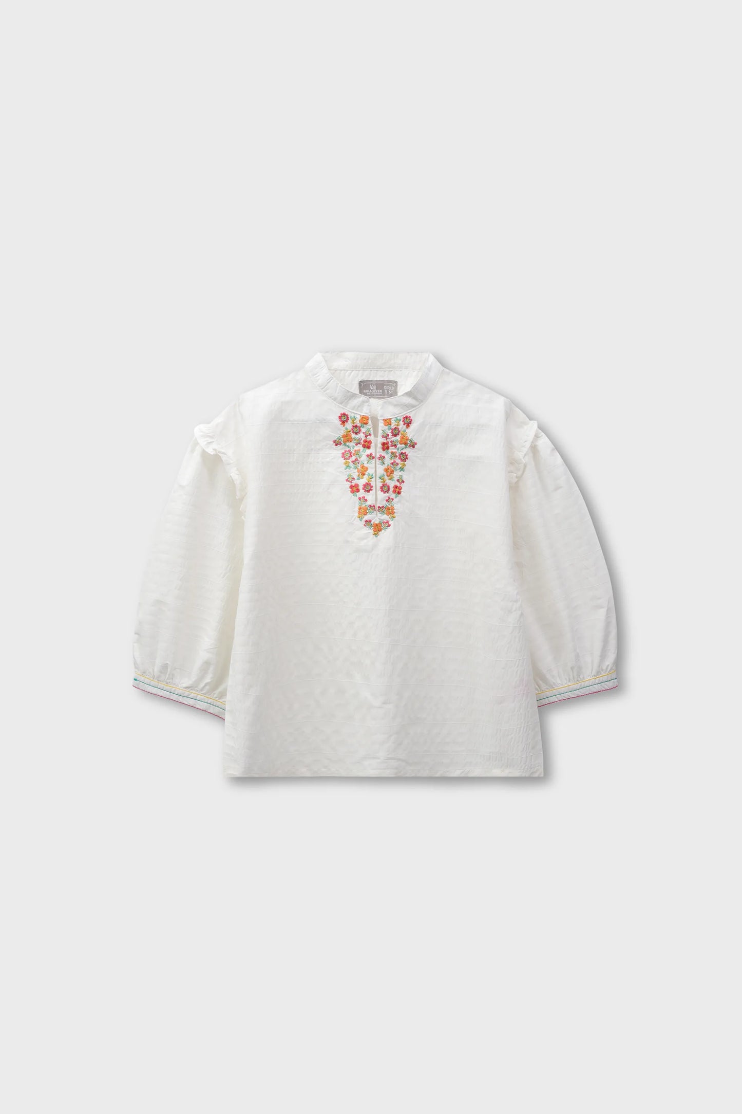 Thread Embroidered White Top