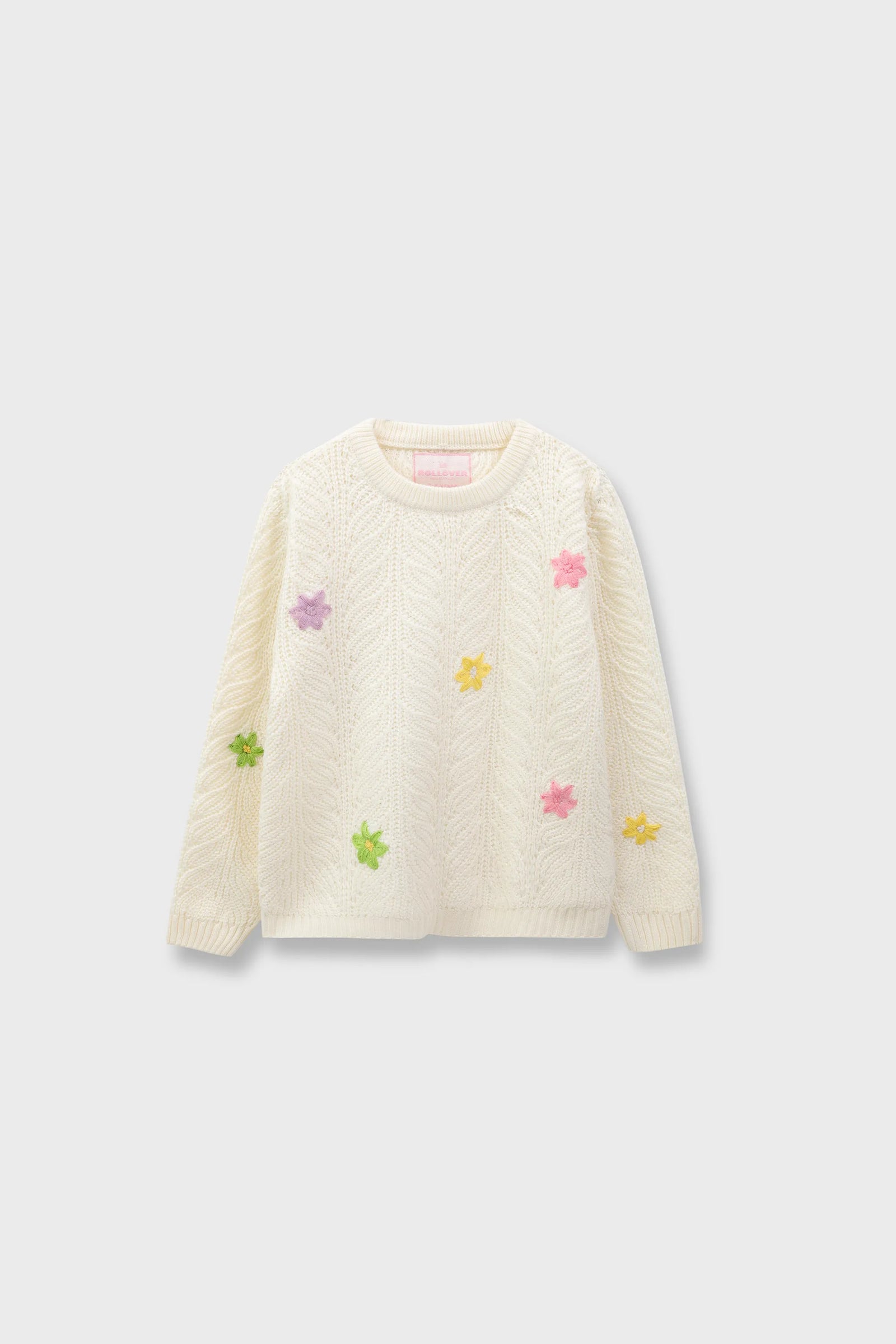 Creamy Floral Girls Sweater