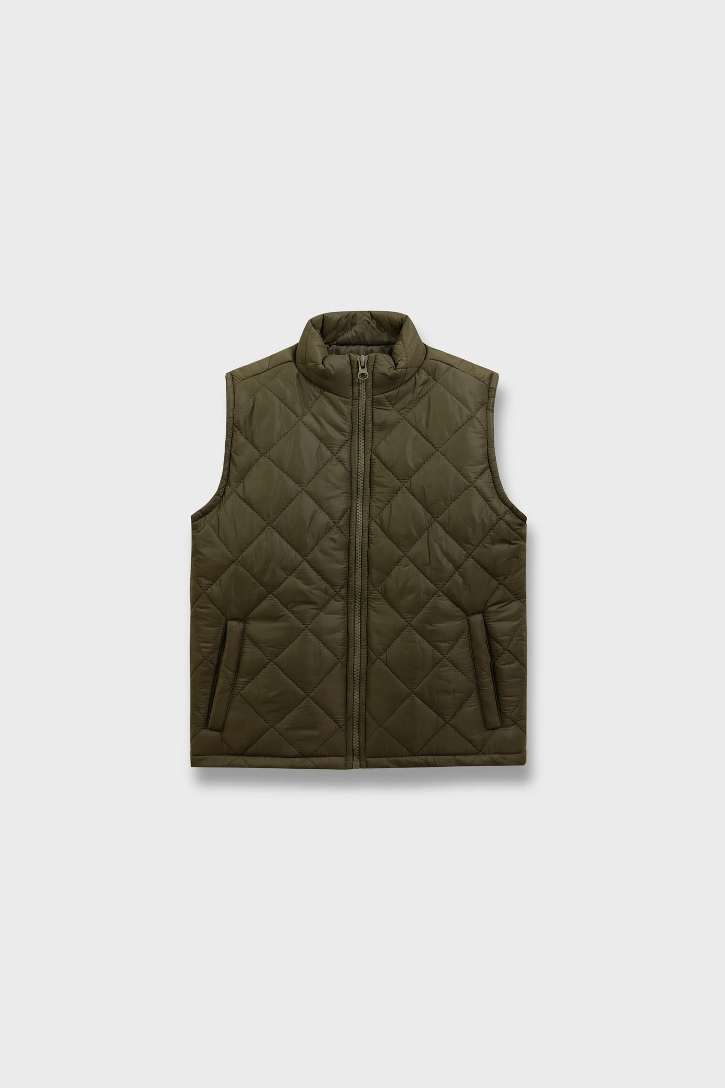 Olive Sleeveless Puffer Jacket