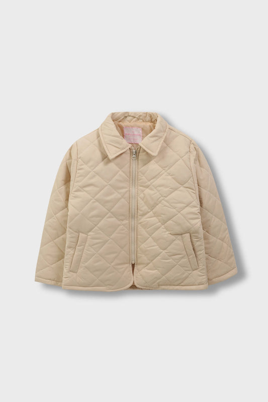 Girls Beige Quilted Jacket