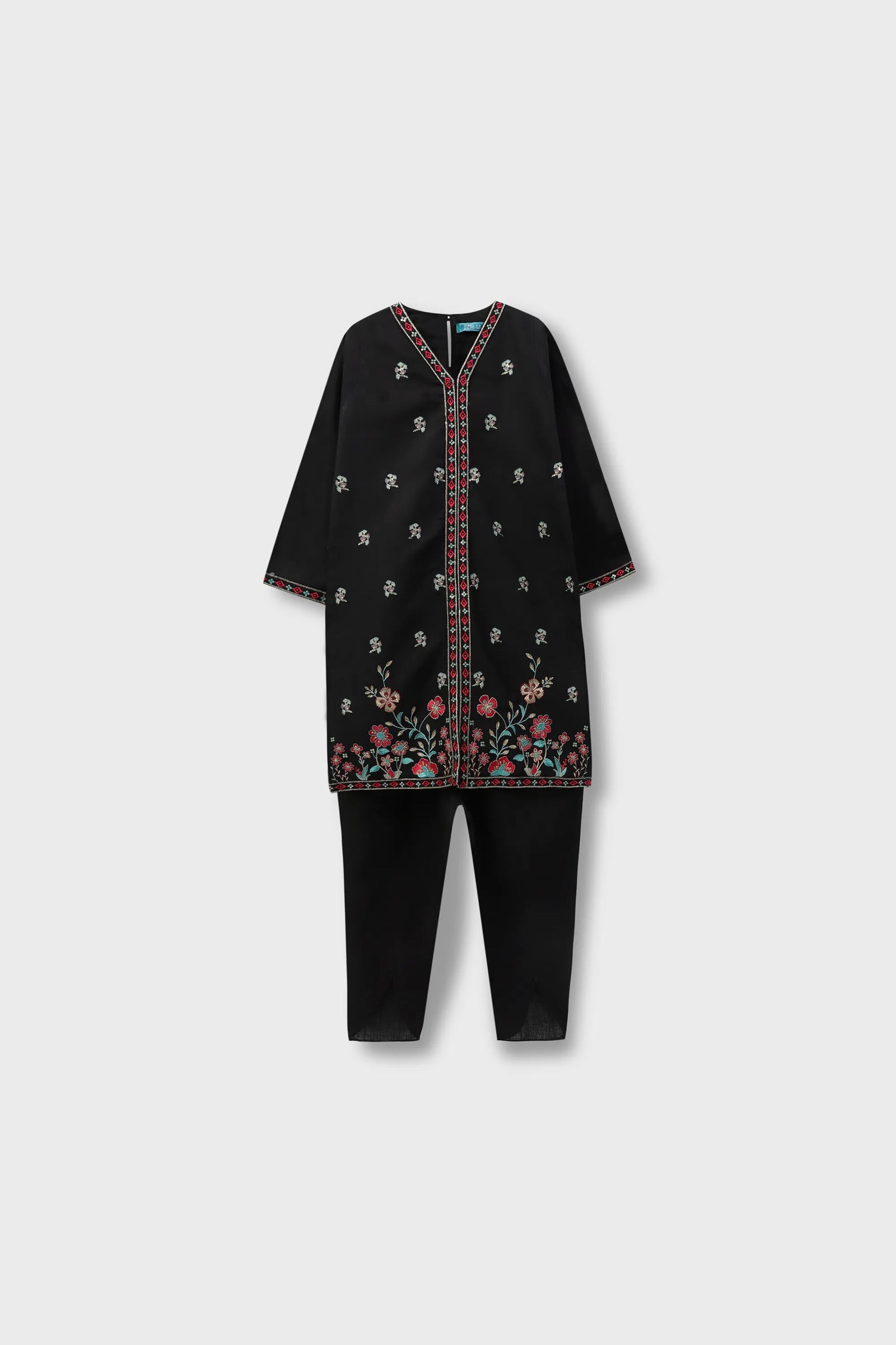 Black Embroidered Festive Kurta Set