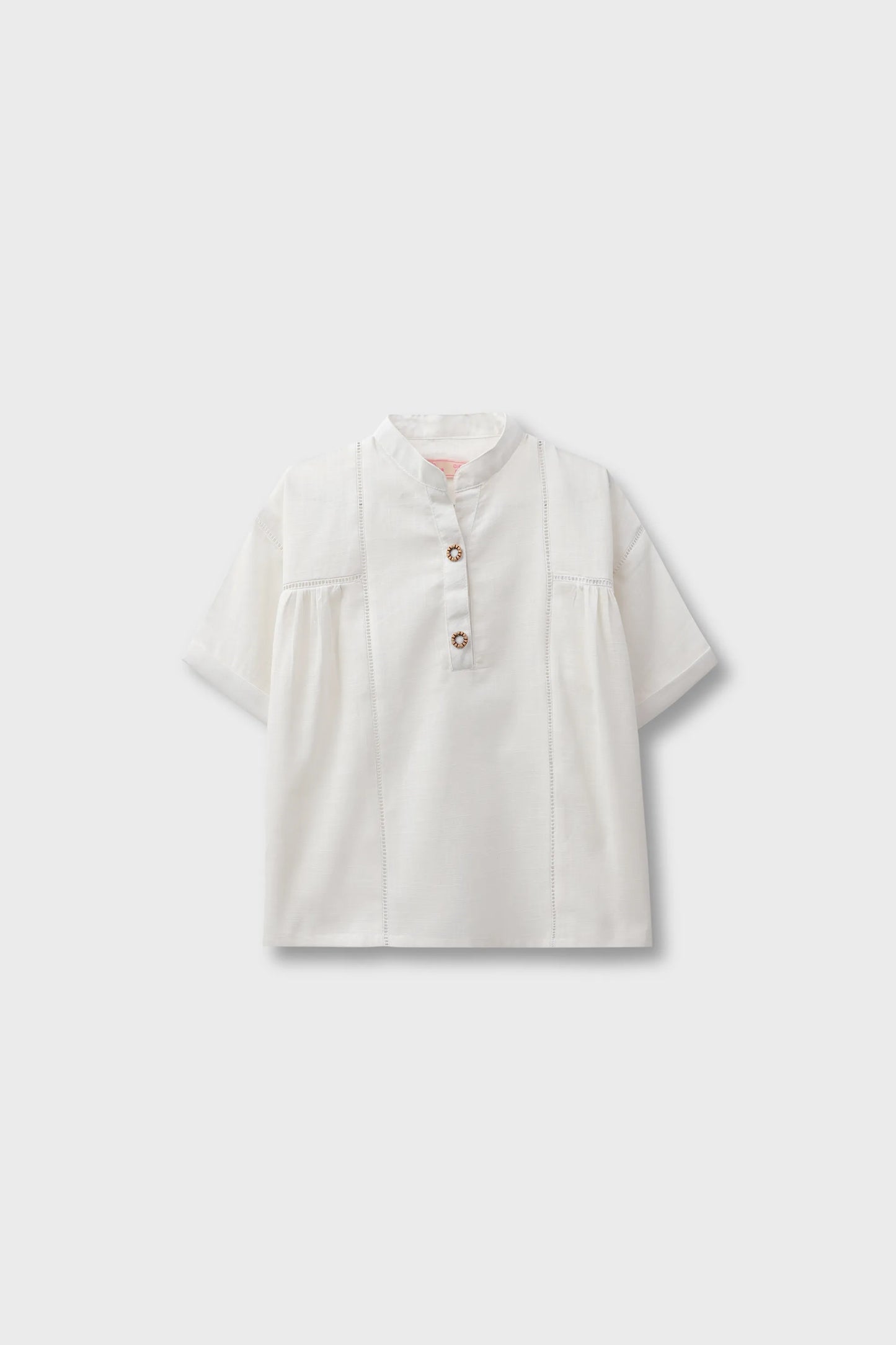 White Textured Cotton Top