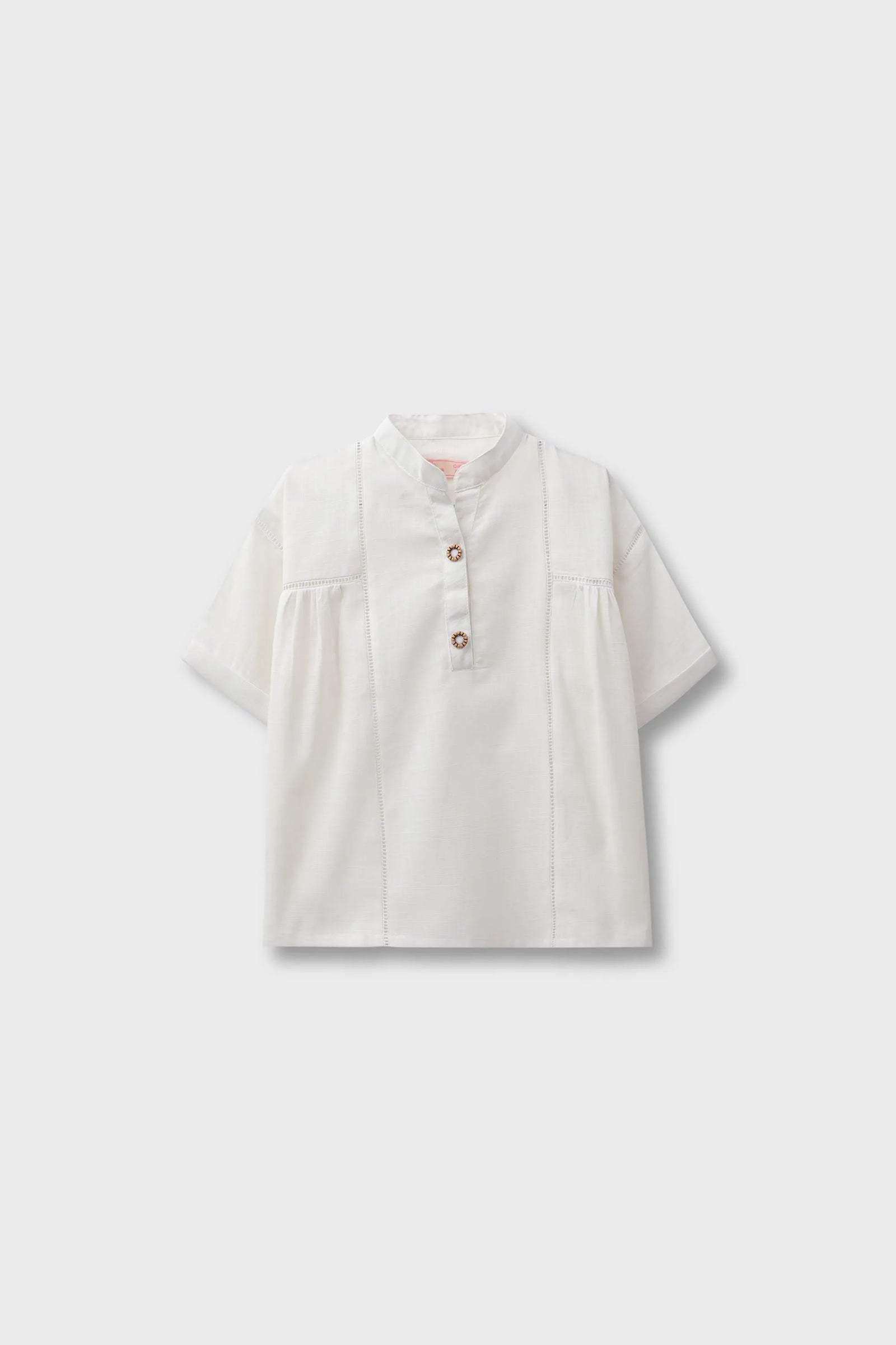 White Textured Cotton Top