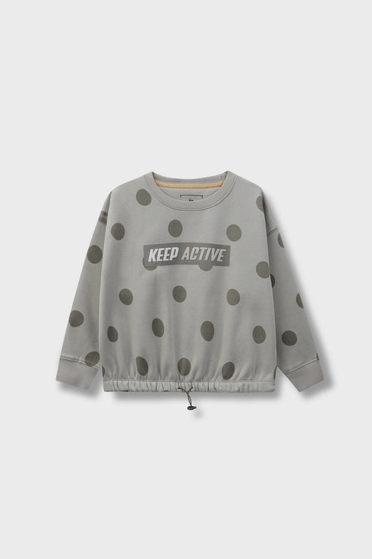 Girls Polka Crop Sweatshirt