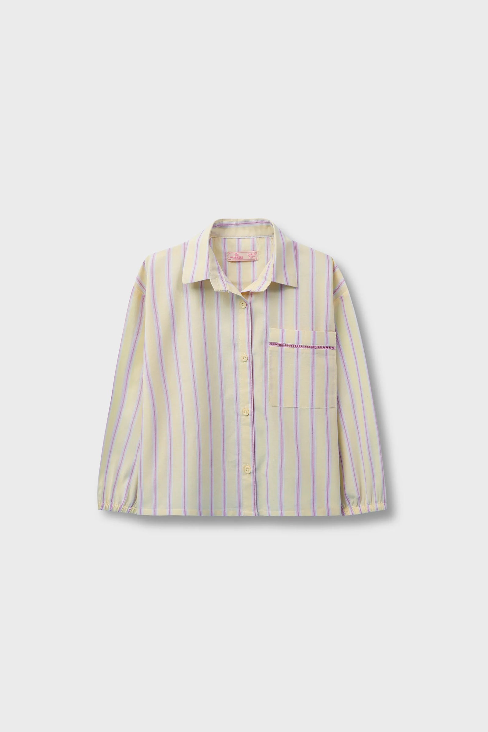 Yellow Cotton Striped Crop Top