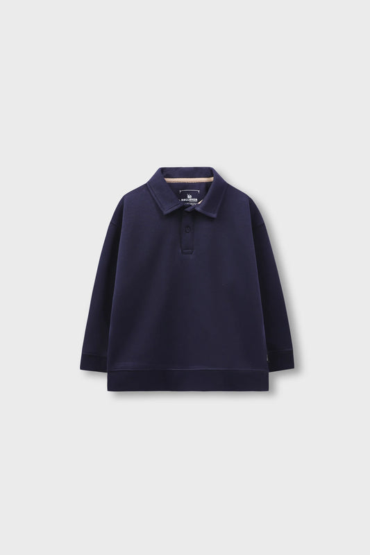 Boys Navy Collared Sweatshirt