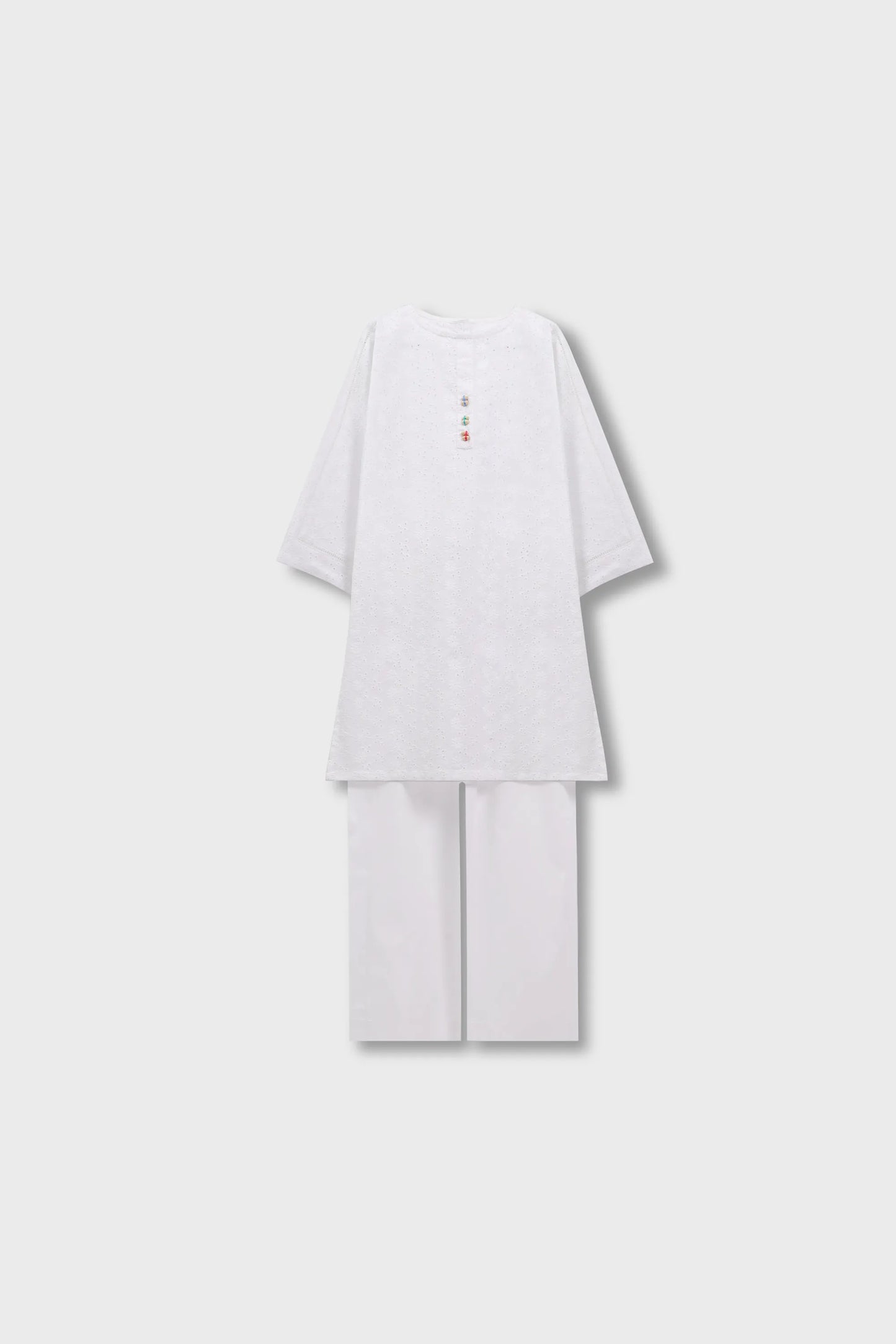 Girls Timeless White Chikankari Kurta Set