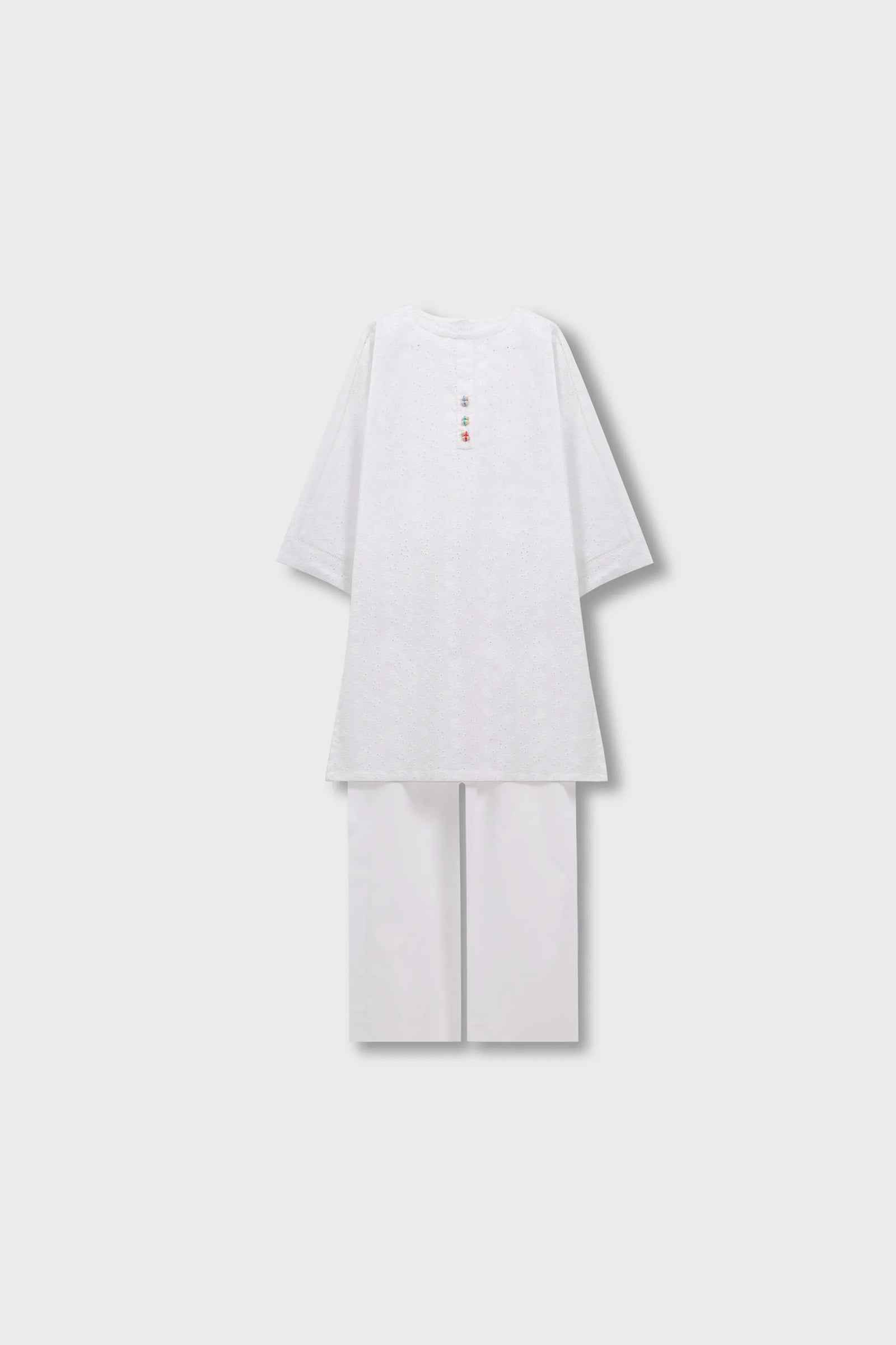 Girls Timeless White Chikankari Kurta Set