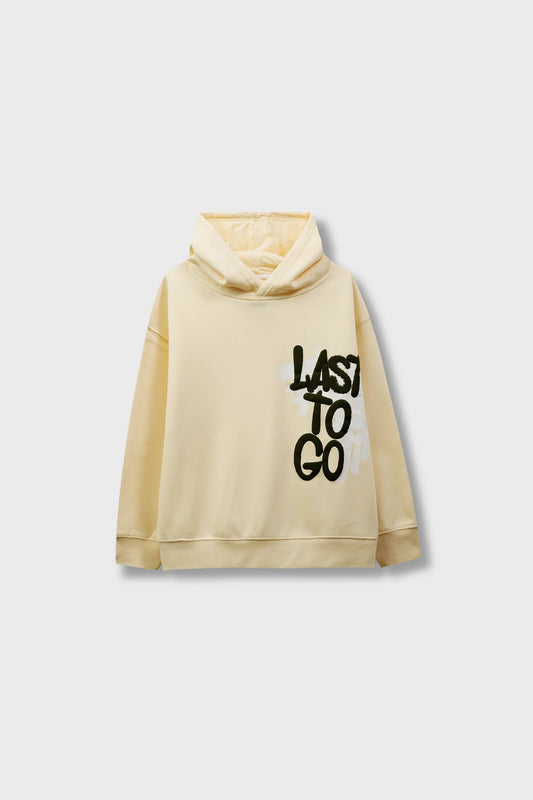 Boys Pale Yellow Graphic Fleece Hoodie