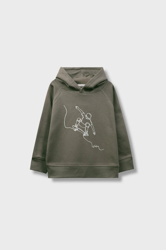 Boys Olive Skater Vibe Fleece Hoodie