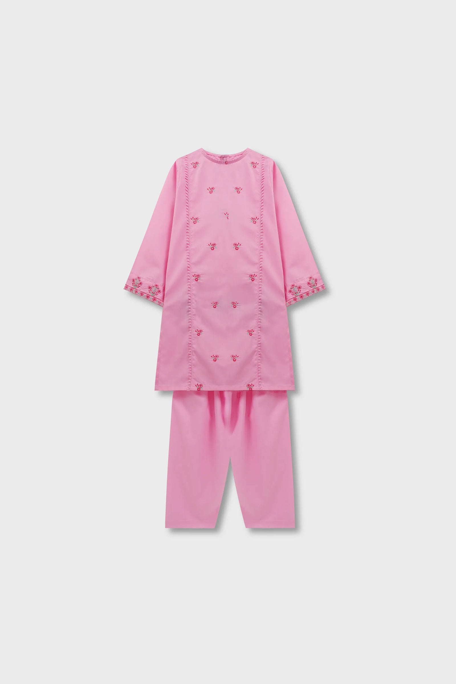 Pink Embroidered Kurta Shalwar Set – 2 Pc