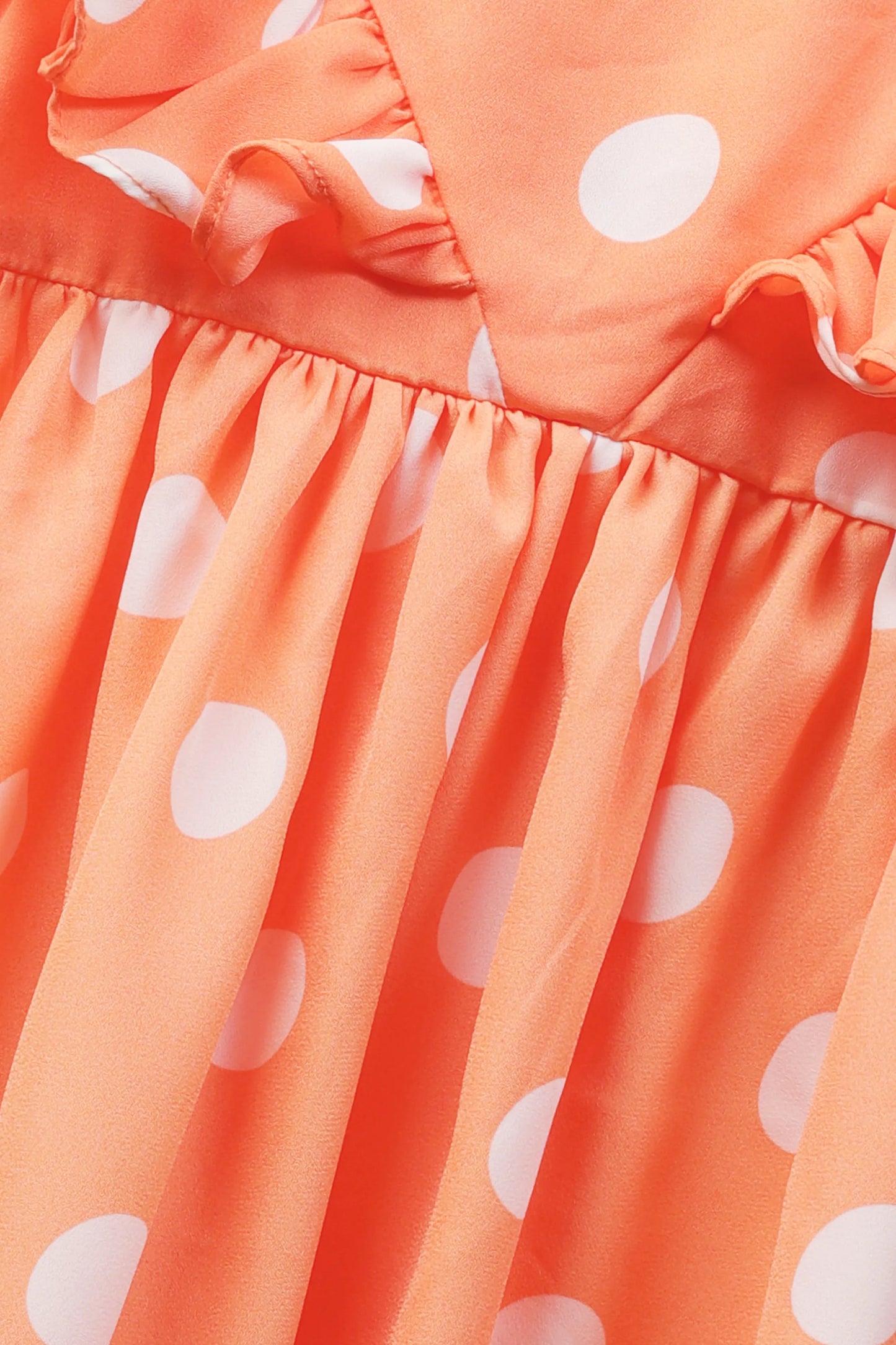 Orange Polka Dot Off-Shoulder Dress