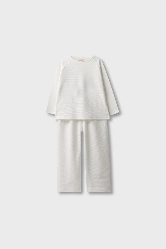 Girls White Textured Waffle Co-Ord Set