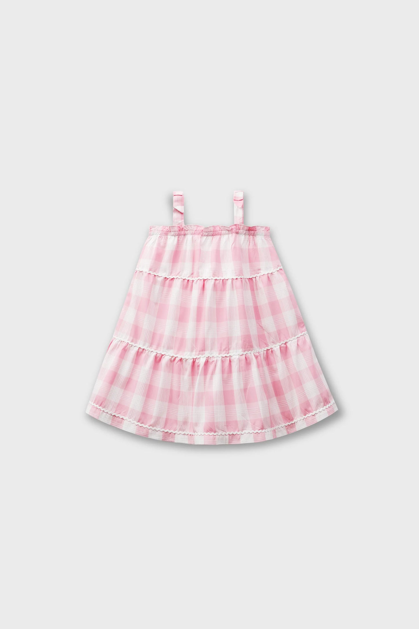 Pink Cotton Checkered Dress