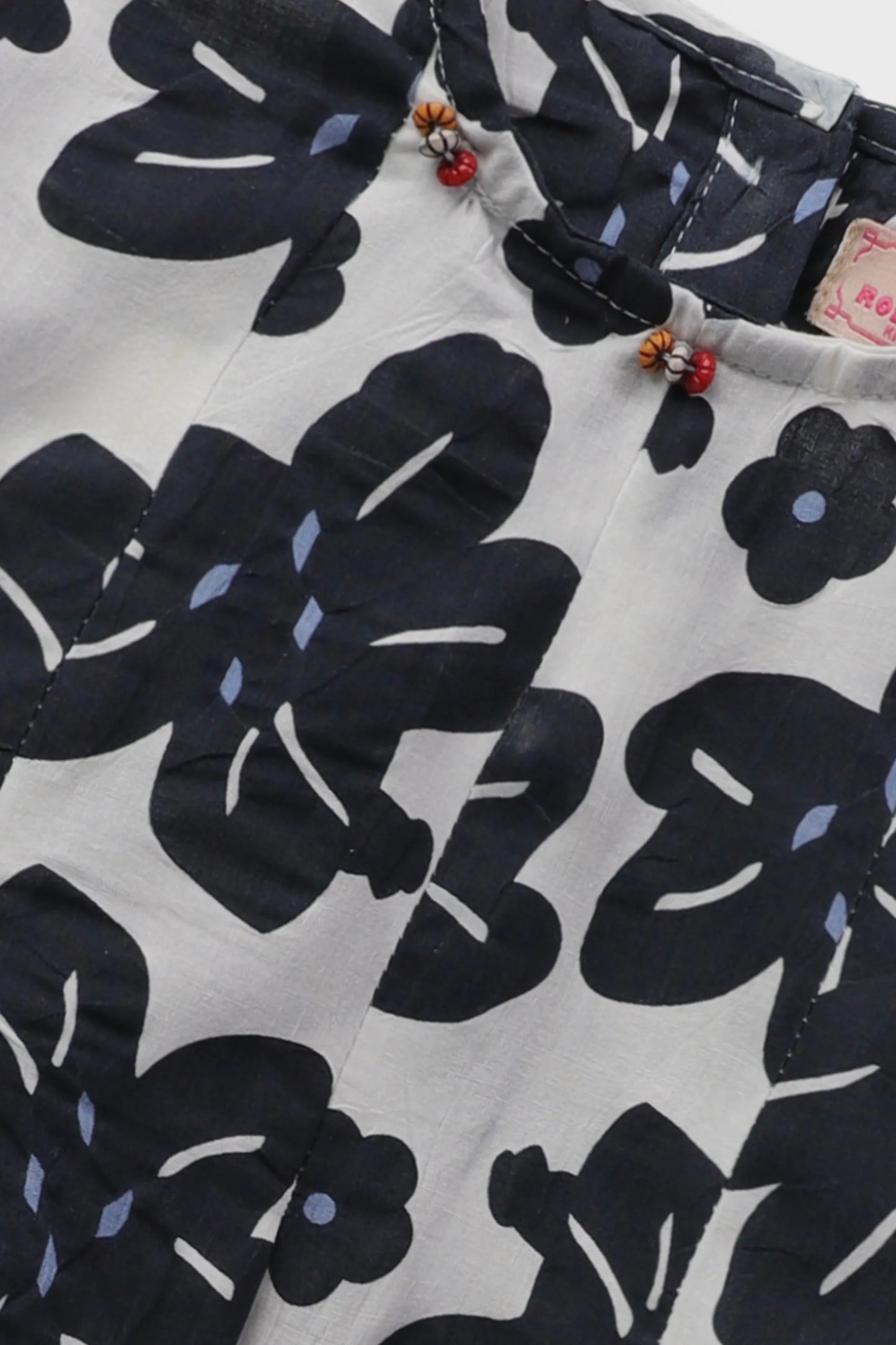 White & Black Printed Cotton Top