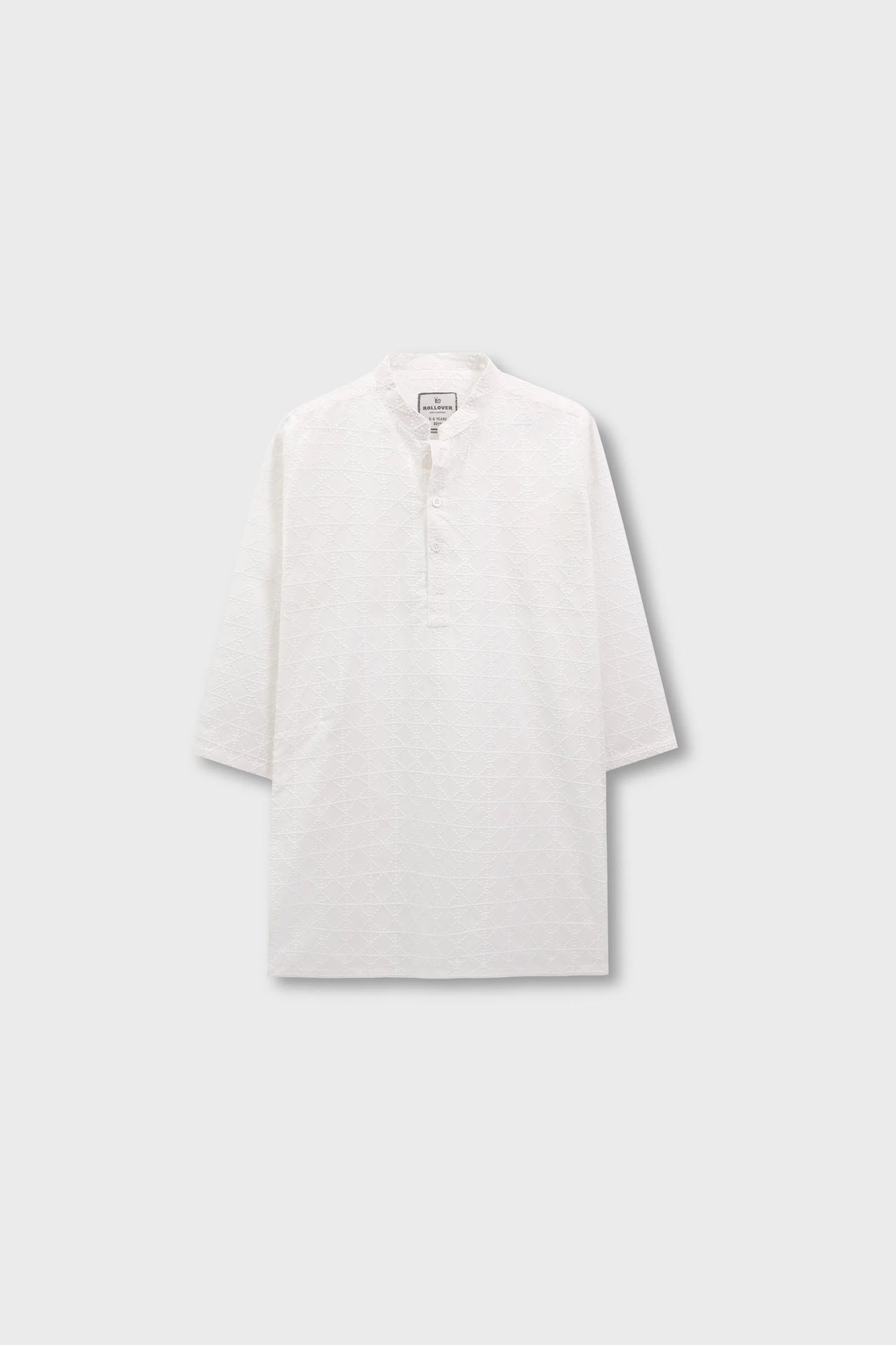 Boys Traditional White Cotton Jacquard Kurta