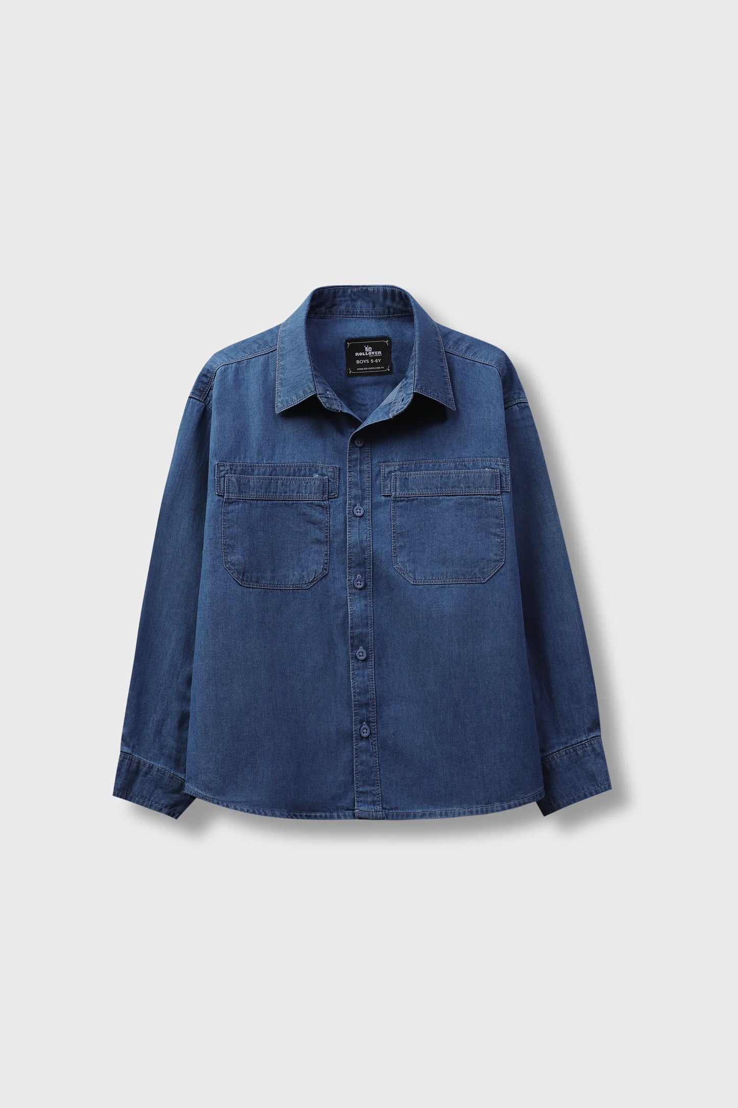 Boys Blue Button-Down Denim Shirt