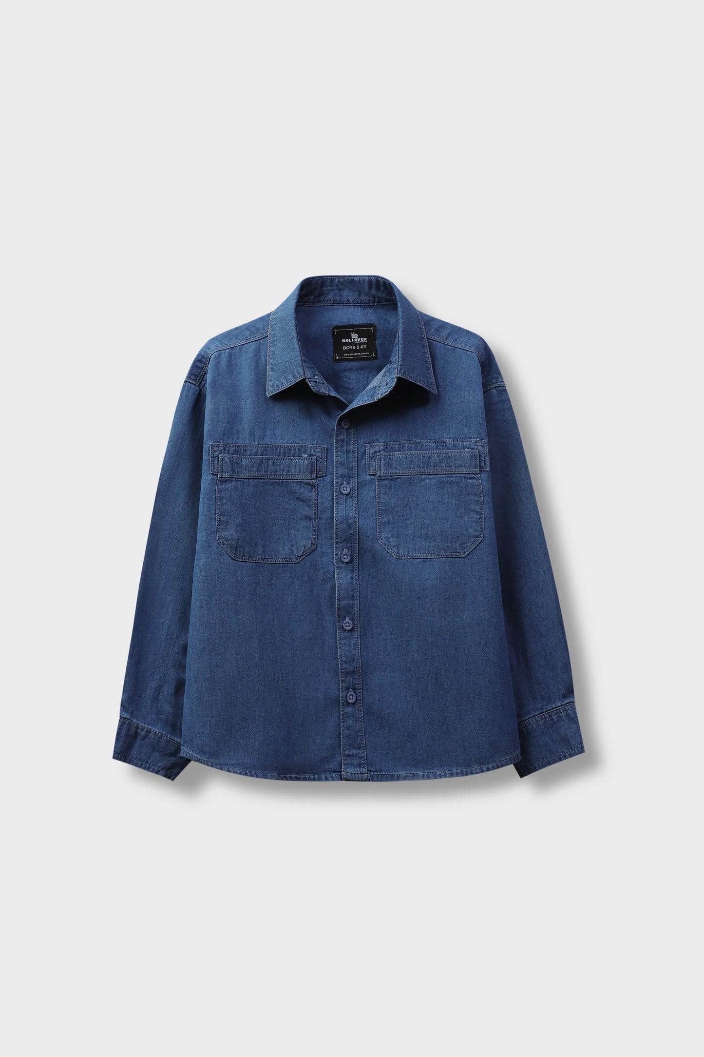 Boys Blue Button-Down Denim Shirt