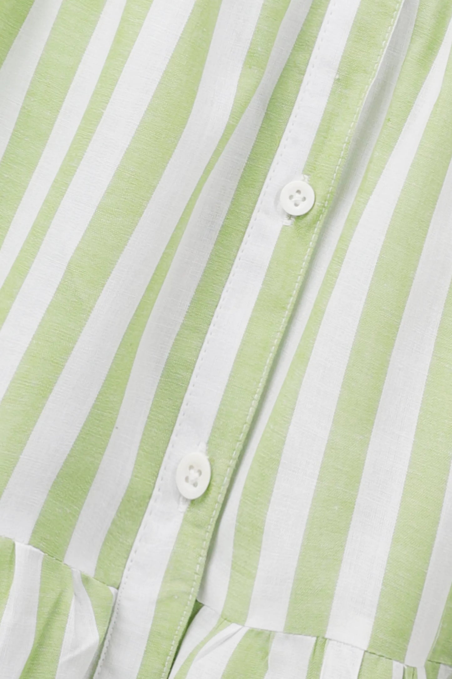 Green & White Striped Cotton Dress
