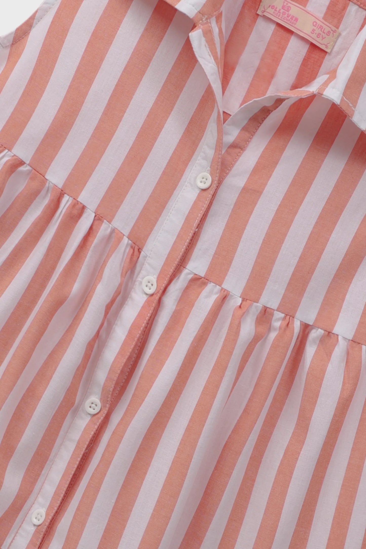 Coral & White Striped Cotton Dress