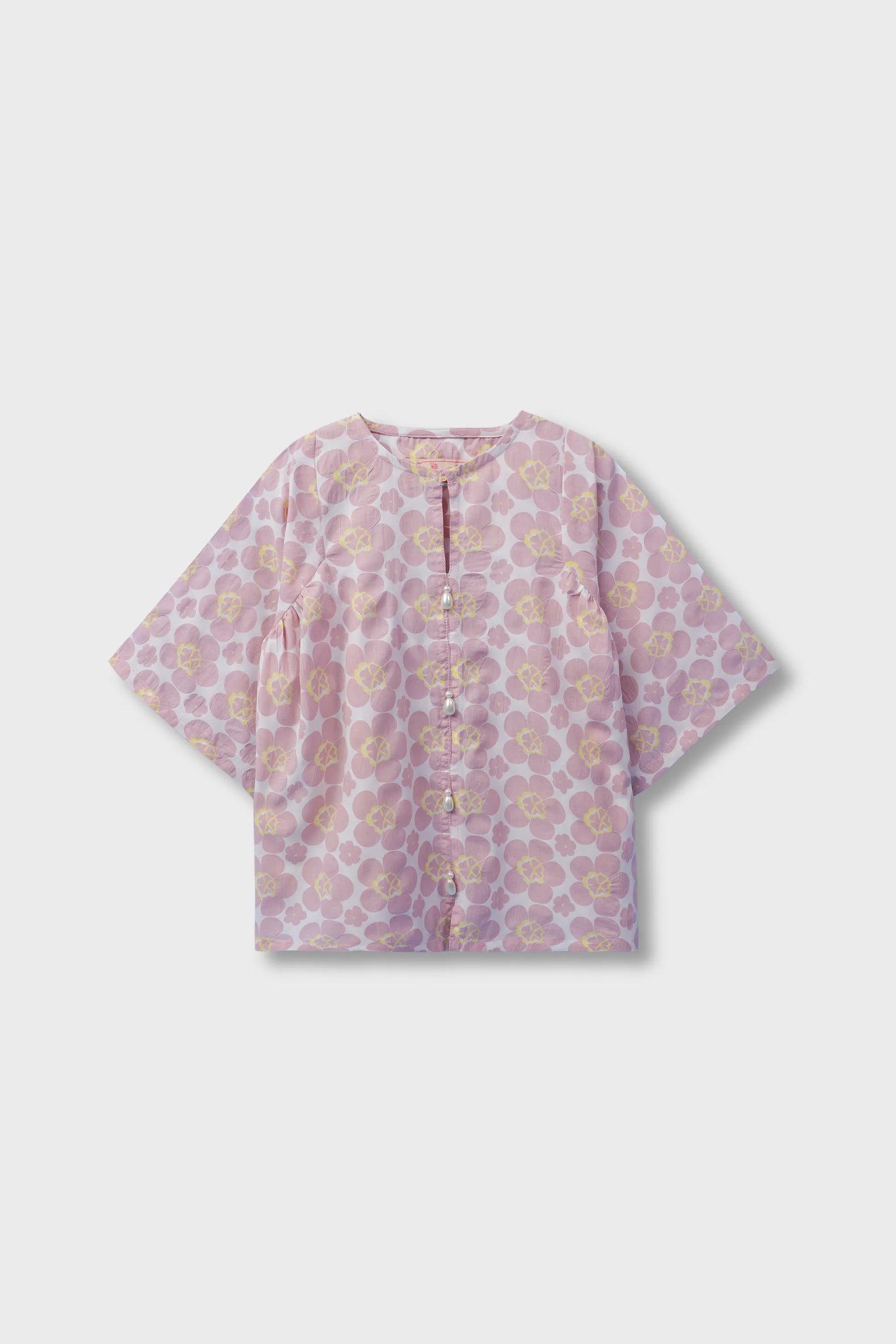 Pink Floral Printed Cotton Top