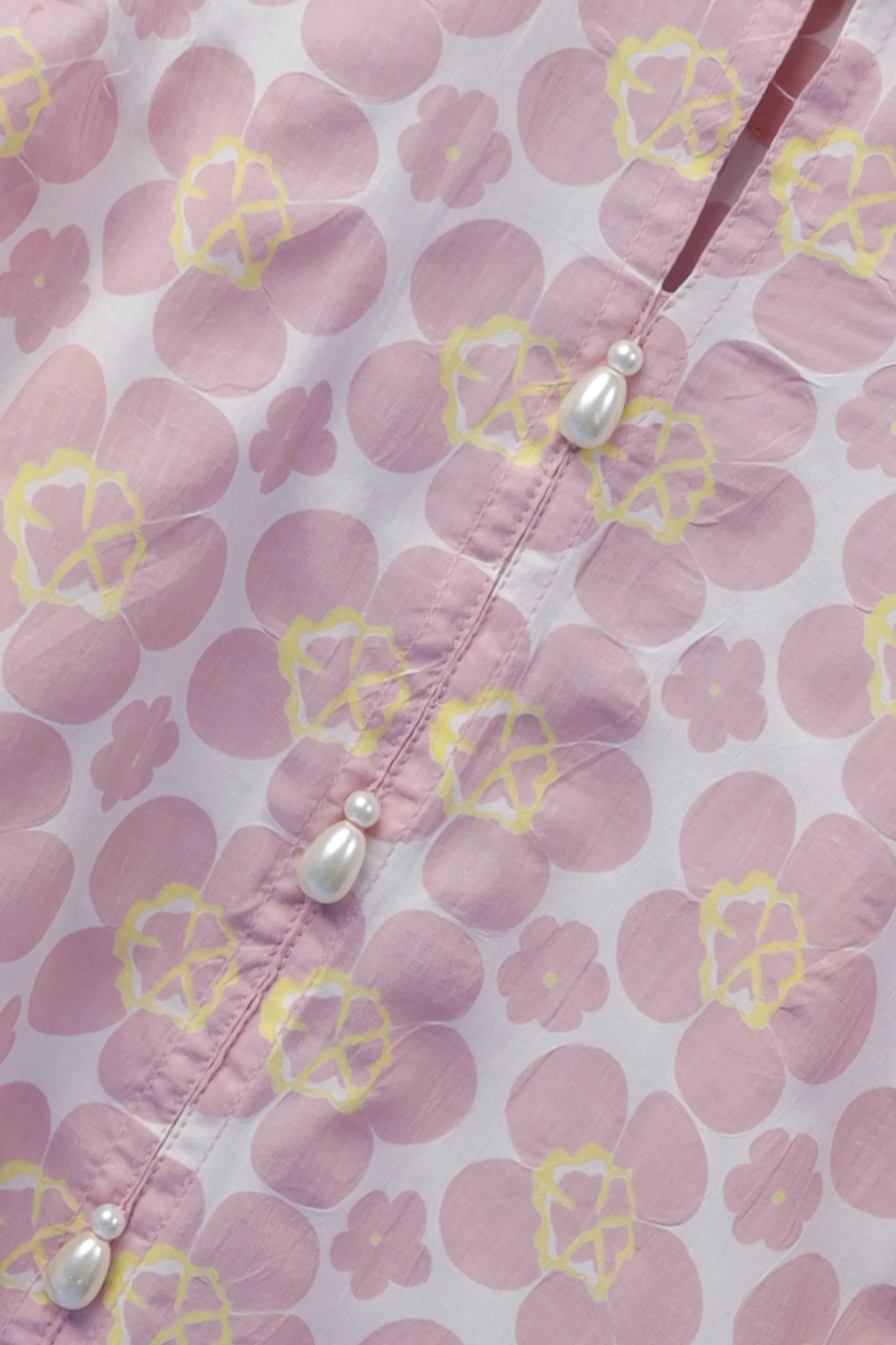 Pink Floral Printed Cotton Top