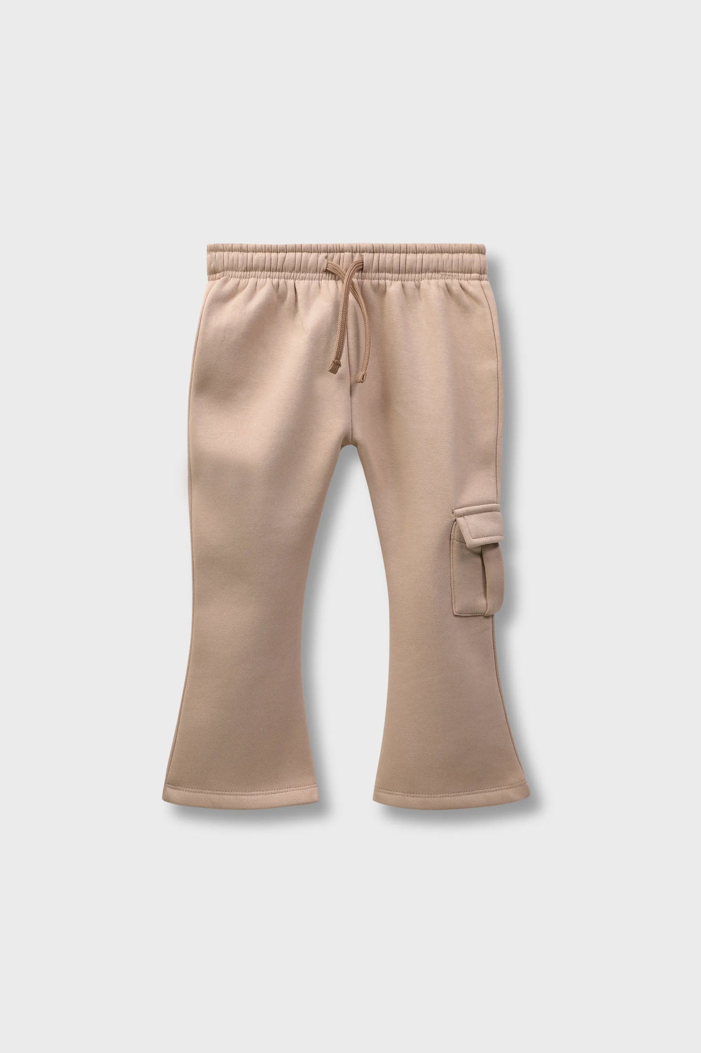 Girls Beige Fleece Bell-Bottom Trouser