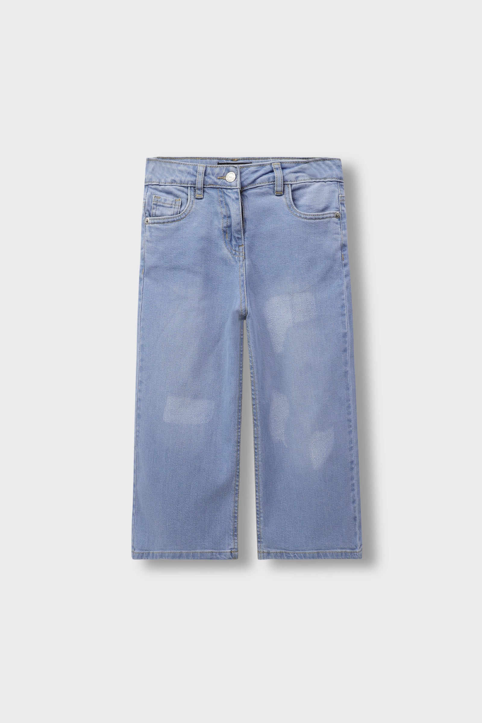 Girls Light Wash Wide Denim