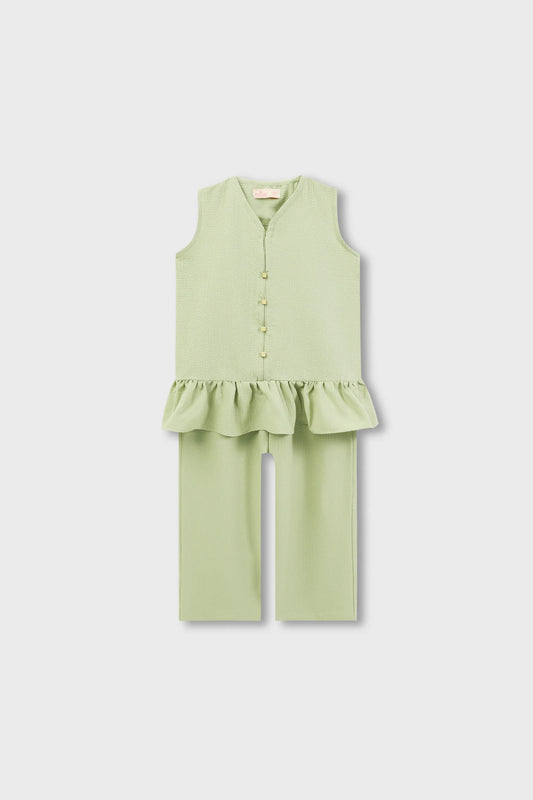 Girls’ Green Ruffled Mouzal Co-Ord Set