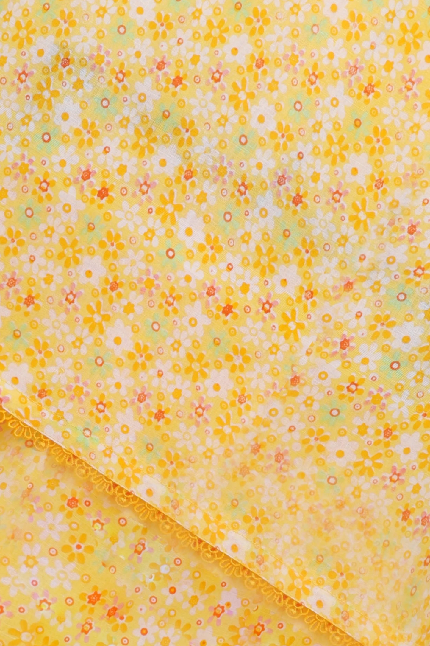 Girls Yellow Floral Kurta & Trouser Set