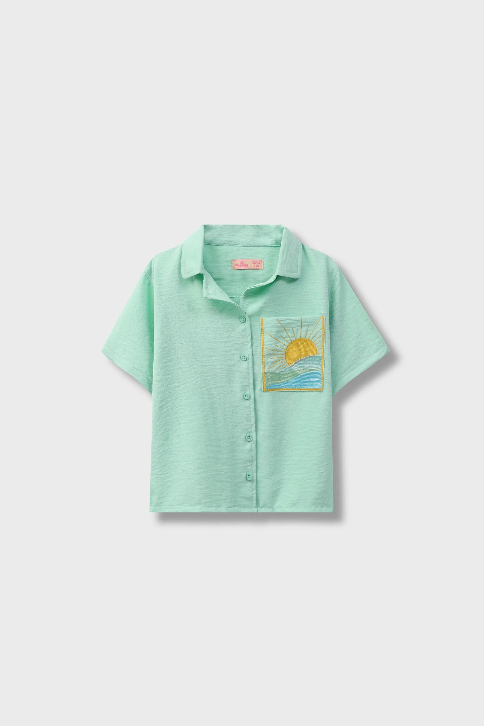 Cool Mint Mouzal Embroidered Top