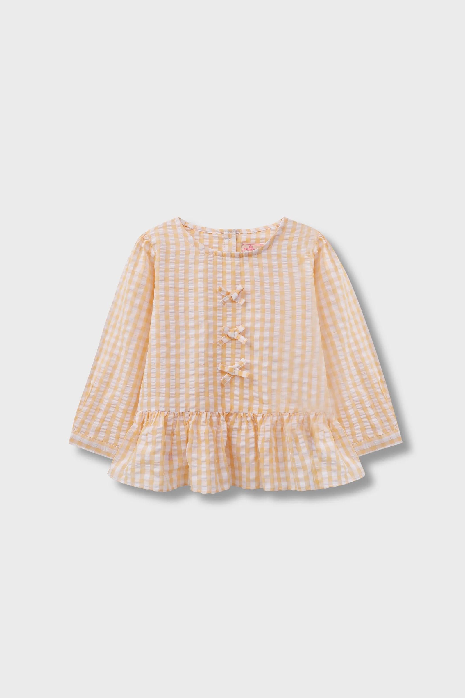 Yellow Checkered Peplum Cotton Top