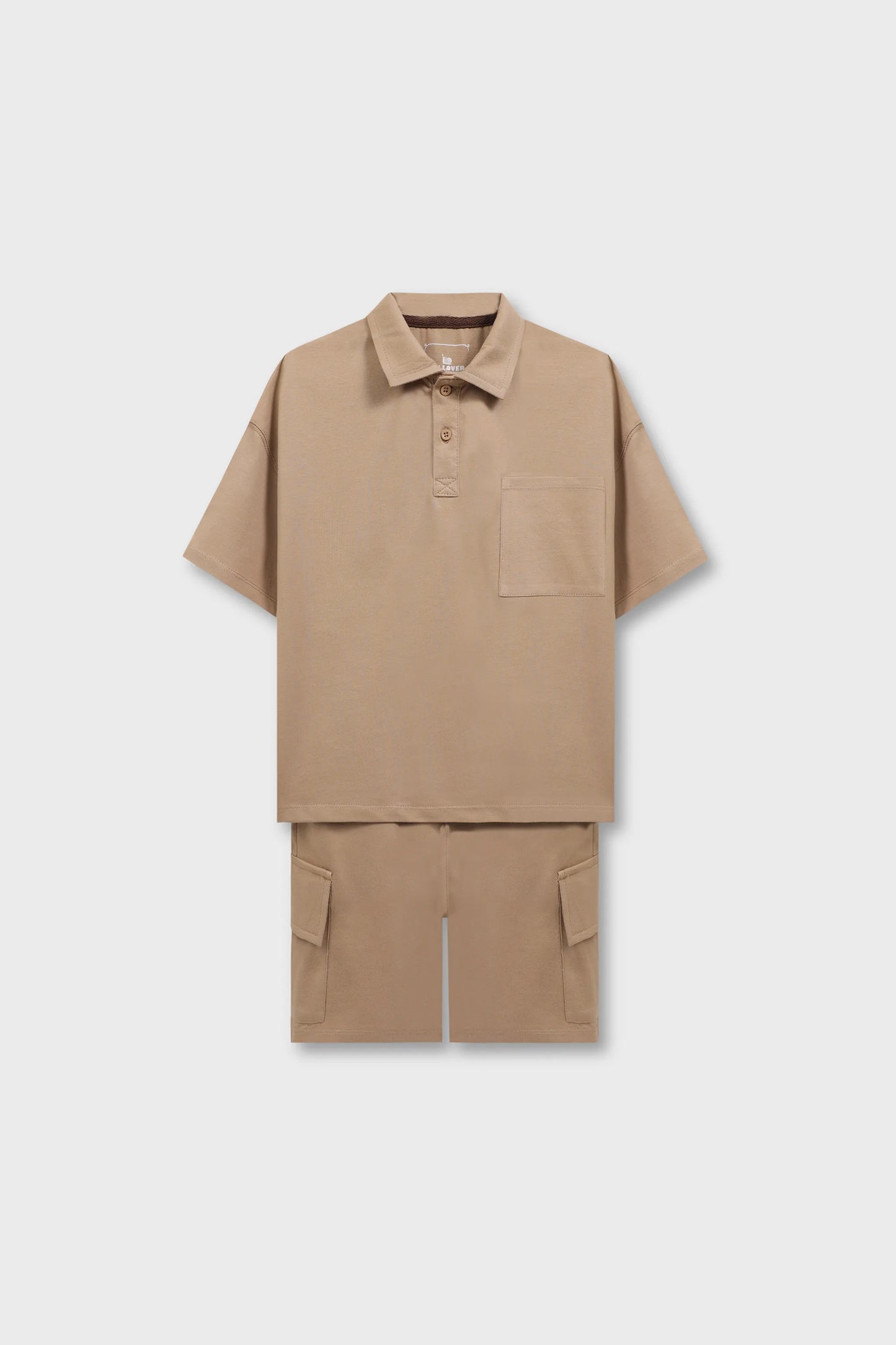 Boys Solid Beige Jersey Co-ord Set