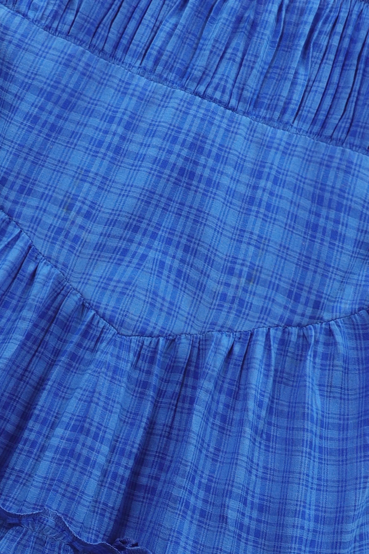 Flowy Blue Checked Cotton Dress