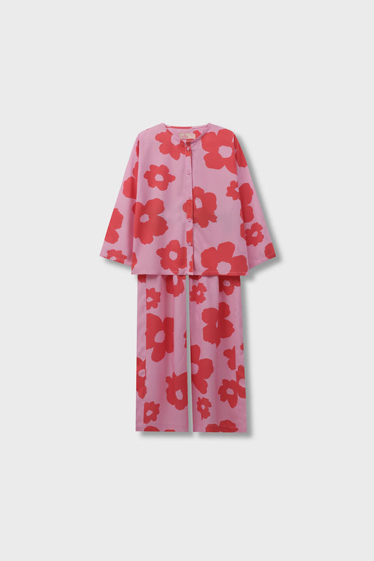 Pink Bloom Cotton Co-Ord Set