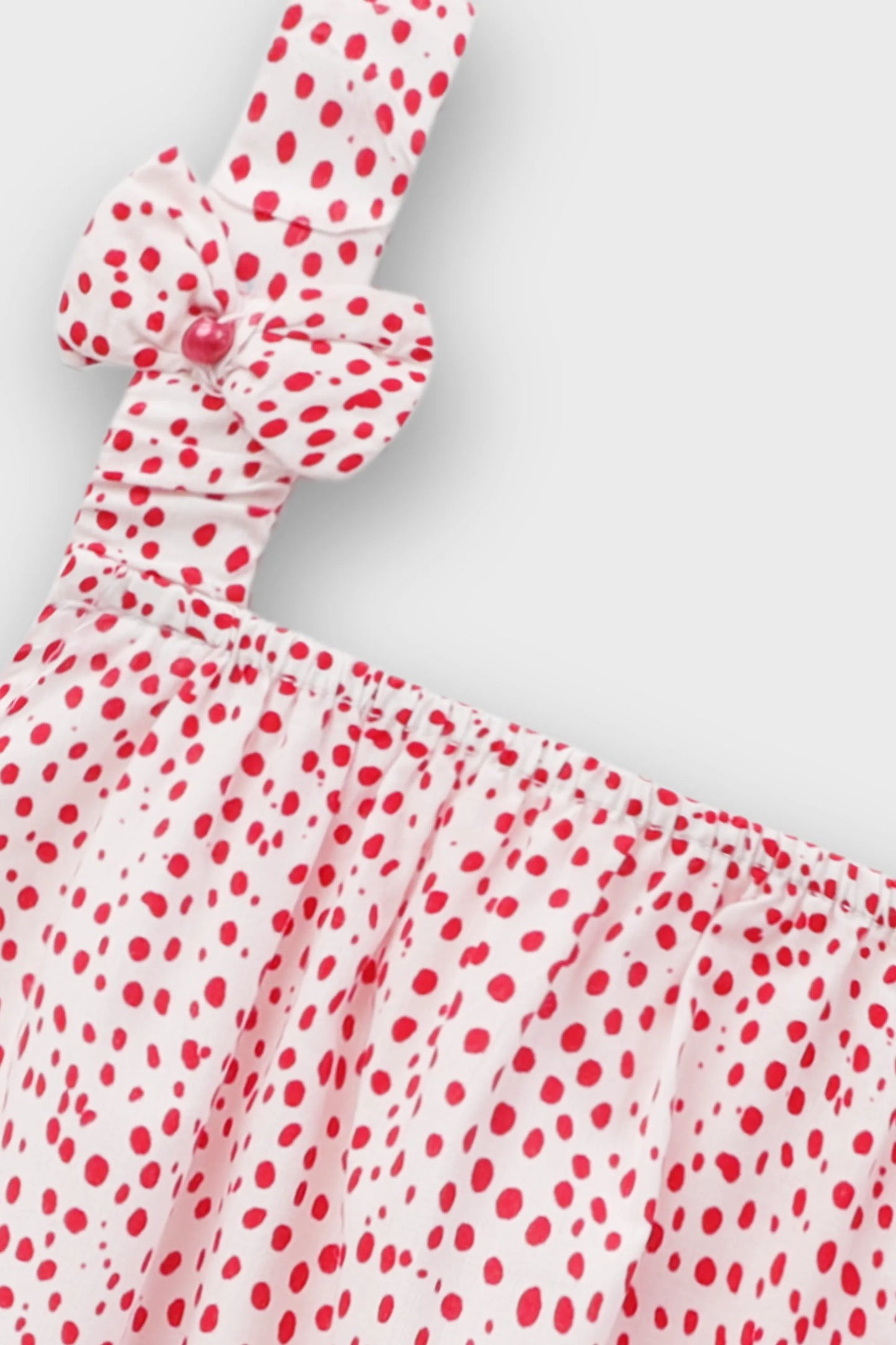 Red Bow-Strap Cotton Top