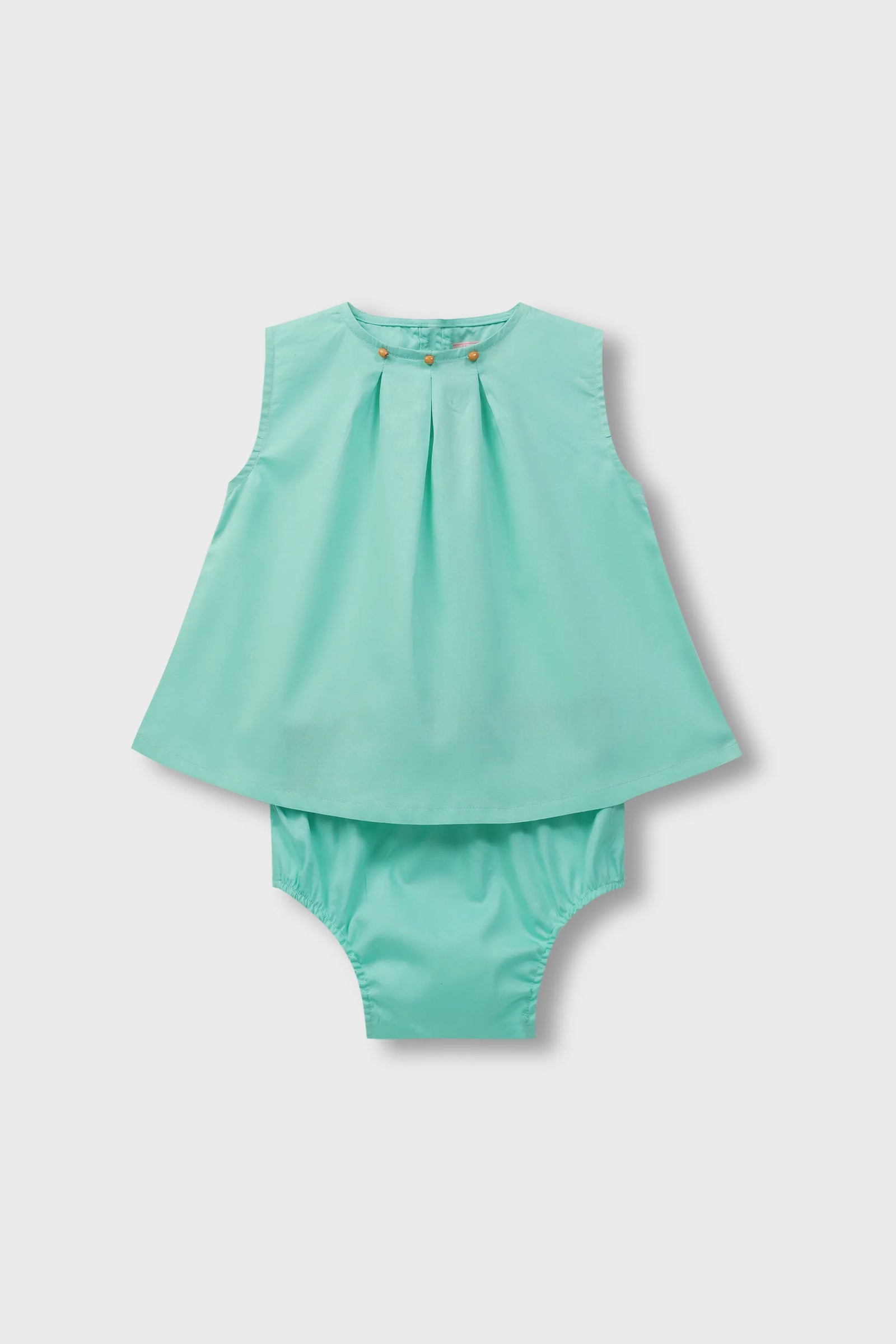 Sea Green Cotton Baby Dress Set