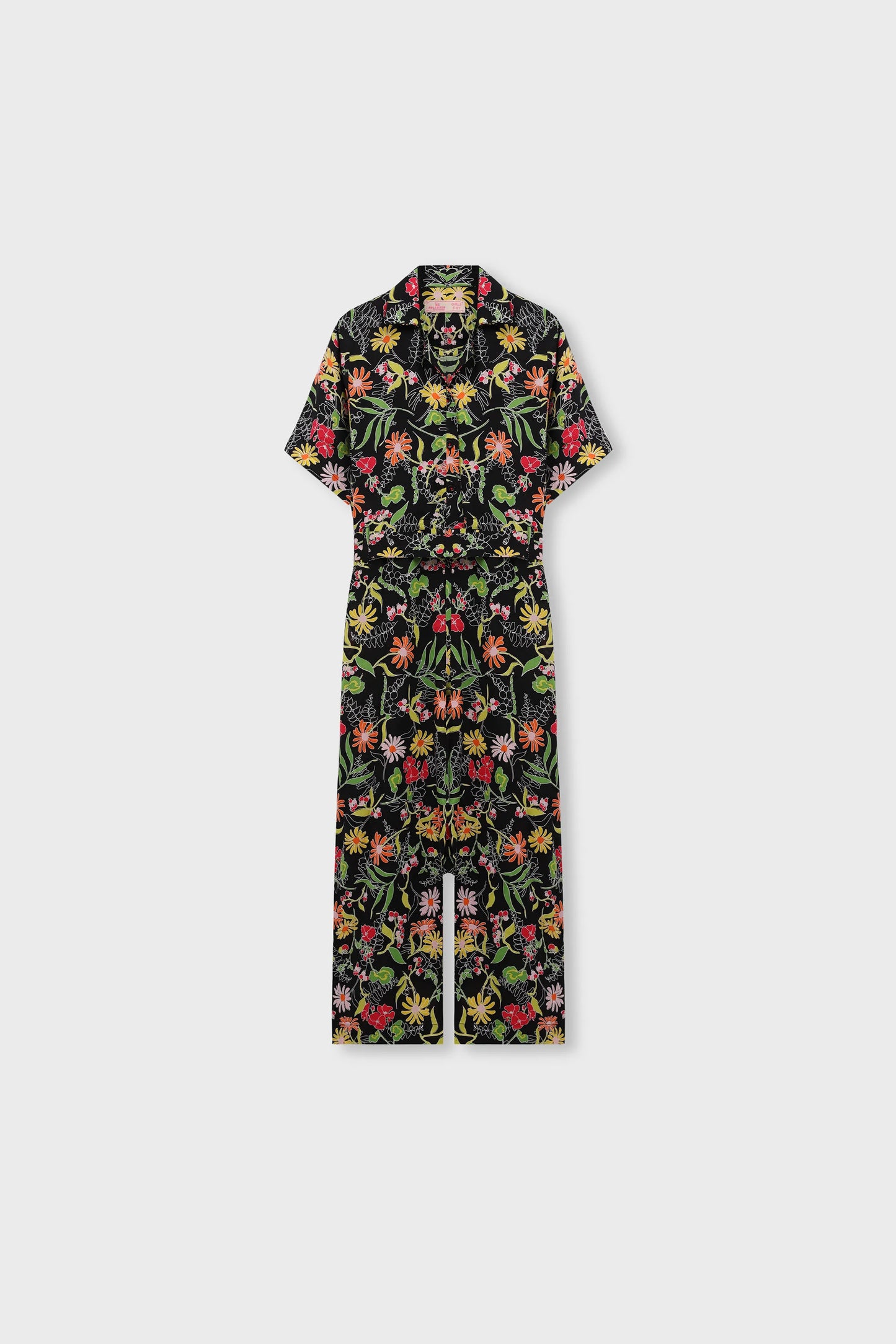 Floral Printed Black Cotton Jumpsuit
