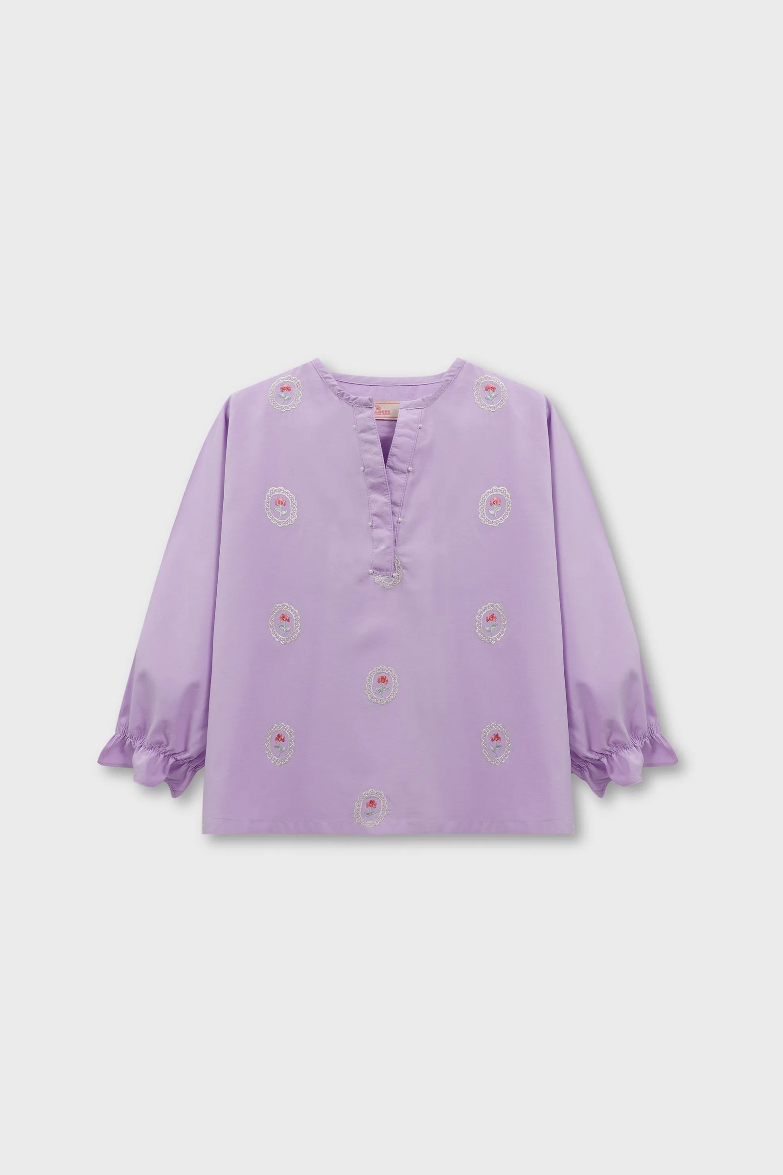 Purple Petal Embroidered Top