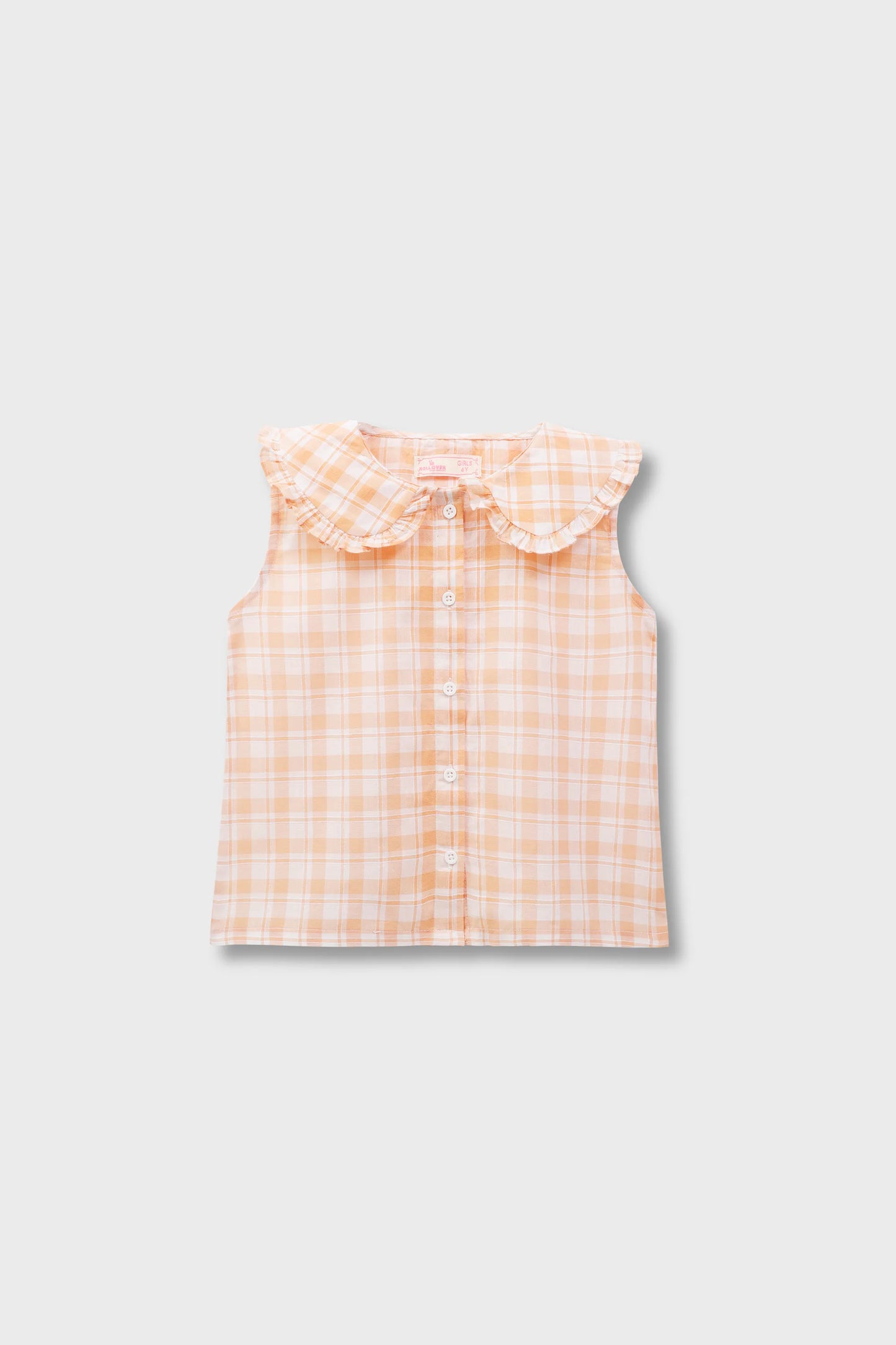 Coral Plaid Cotton Top
