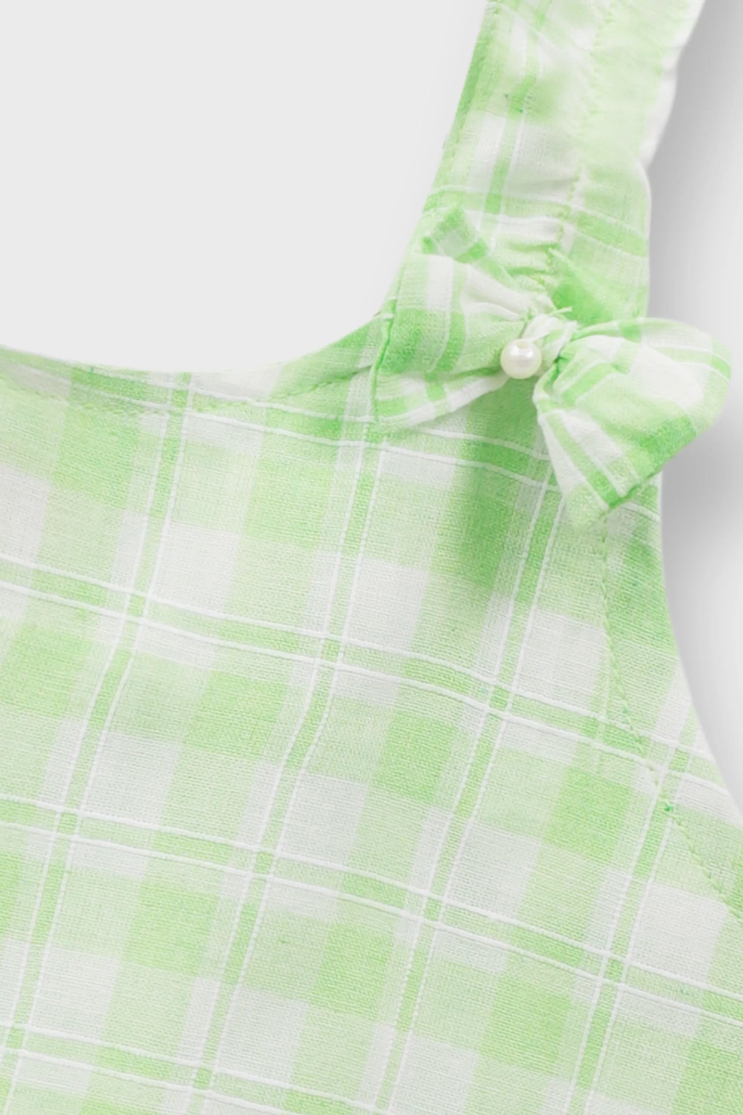 Green Checkered Cotton Strap Top